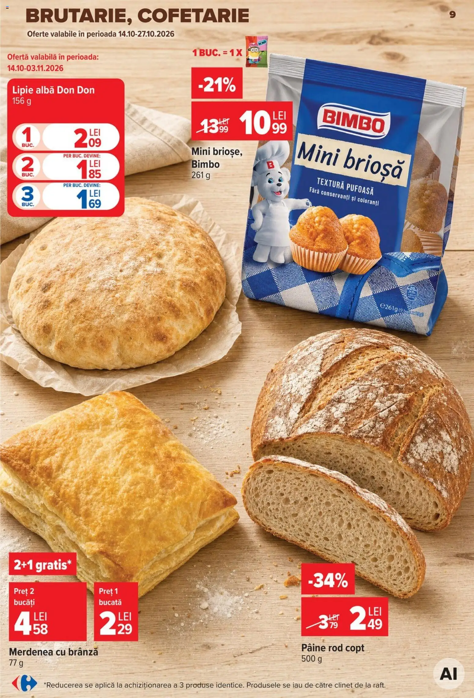 Noul catalog Carrefour – valabil de la 14.10.2026 | Pagină: 9 | Produse: Alba, Brânză, Pâine, Cofetărie