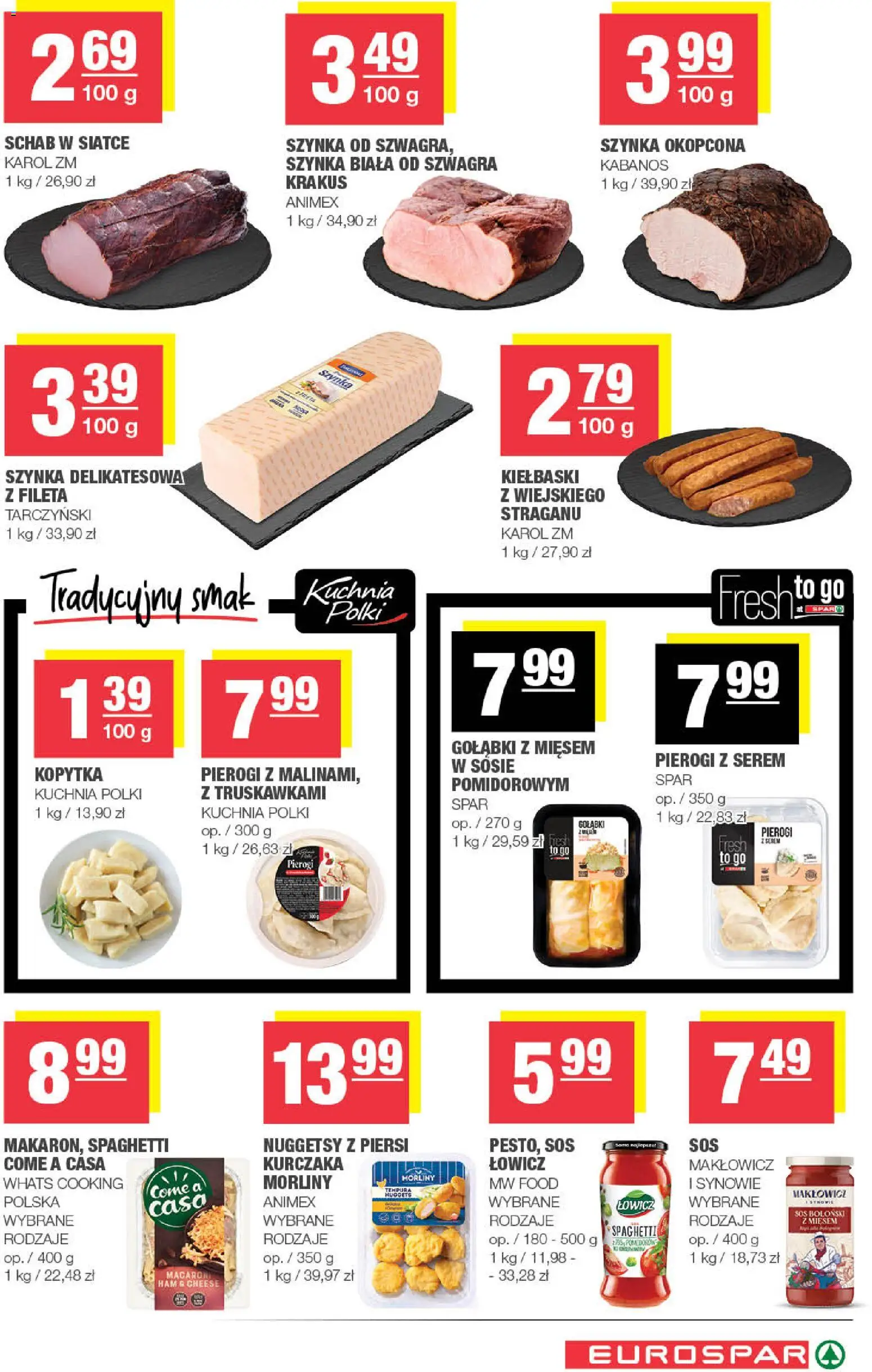 Spar gazetka - Eurospar od 15.07.2026 | Strona: 7 | Produkty: Pierogi, Kiełbaski, Szynka, Kopytka