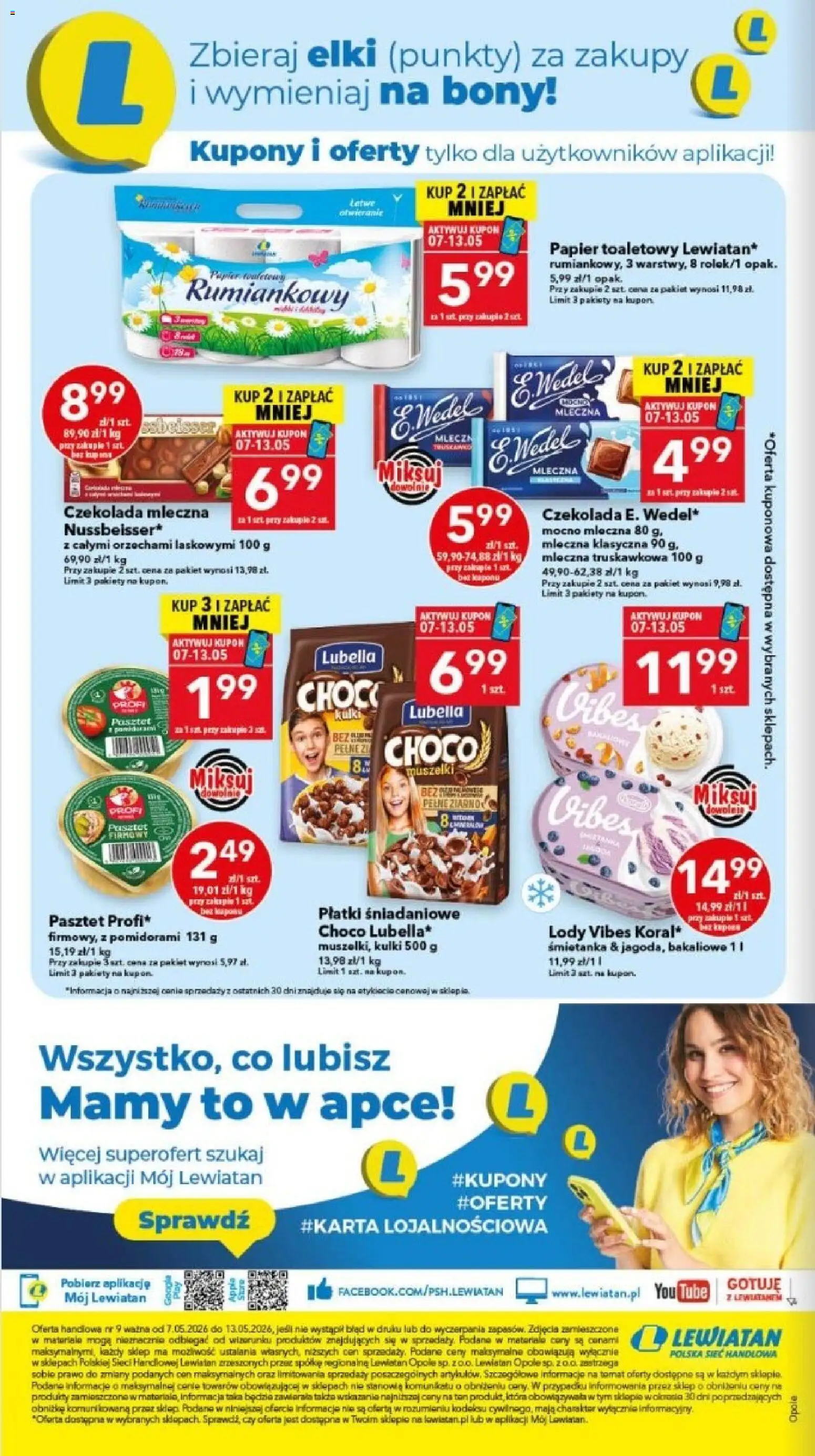 Lewiatan gazetka - Legnica od 07.05.2026 | Strona: 8 | Produkty: Płatki śniadaniowe, Czekolada, Płatki, Lody