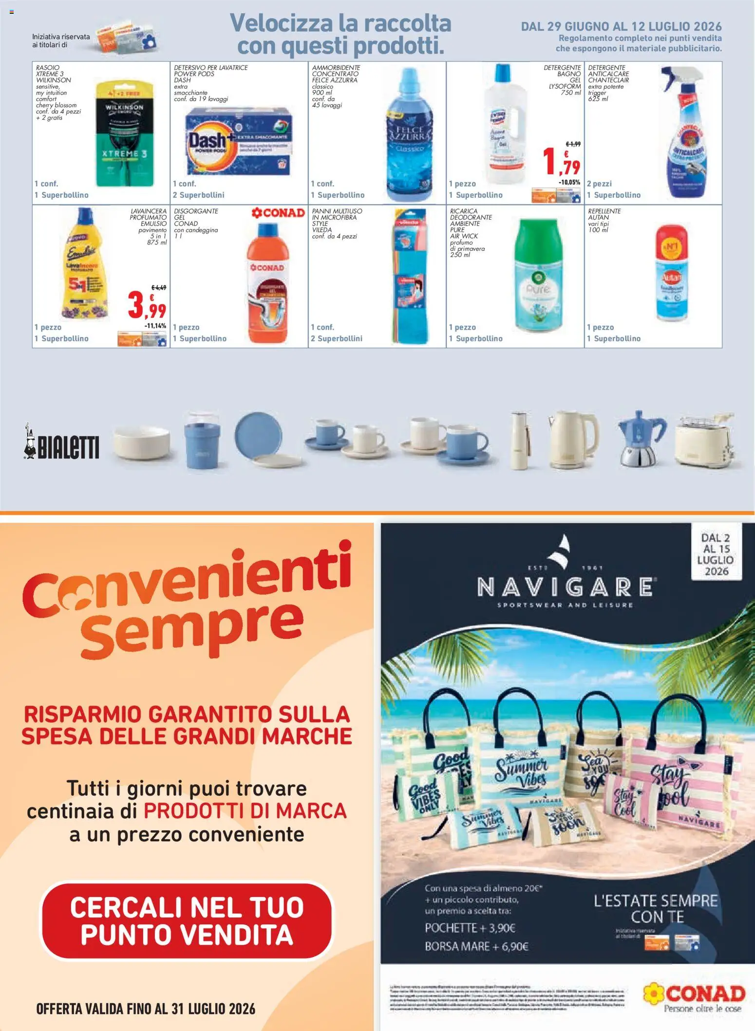 Volantino Conad del 02/07/2026 | Pagina: 16 | Prodotti: Deodorante, Detergente, Lavatrice, Borsa