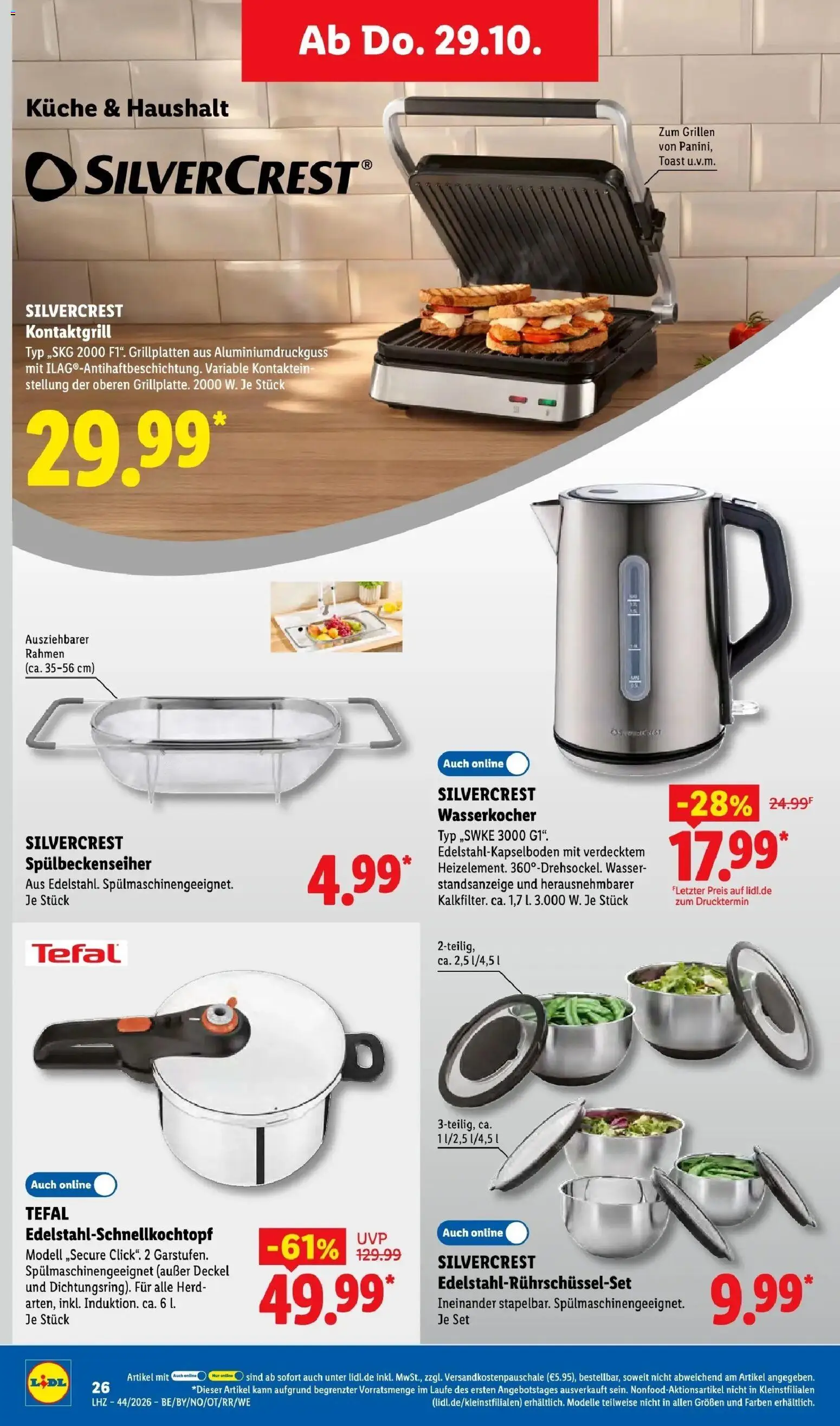 Lidl Prospekt Künzell (ab 26.10.2026) zum Blättern » Angebote | Seite: 46 | Produkte: Herd, Grill, Wasserkocher, Toast