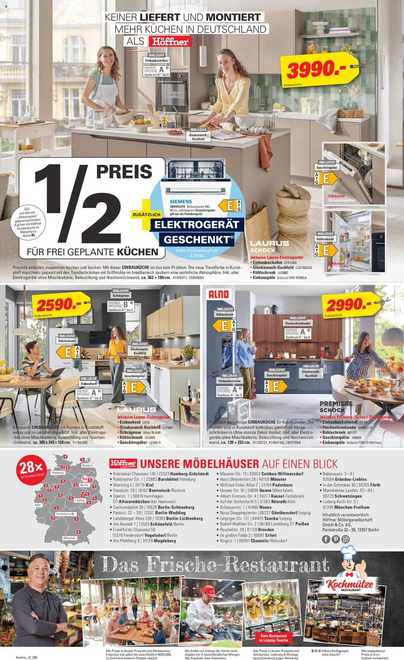 Höffner Prospekt – gültig ab 26.08.2026 | Seite: 8 | Produkte: Siemens, Geschirrspüler, Einbauküche, Kochfeld