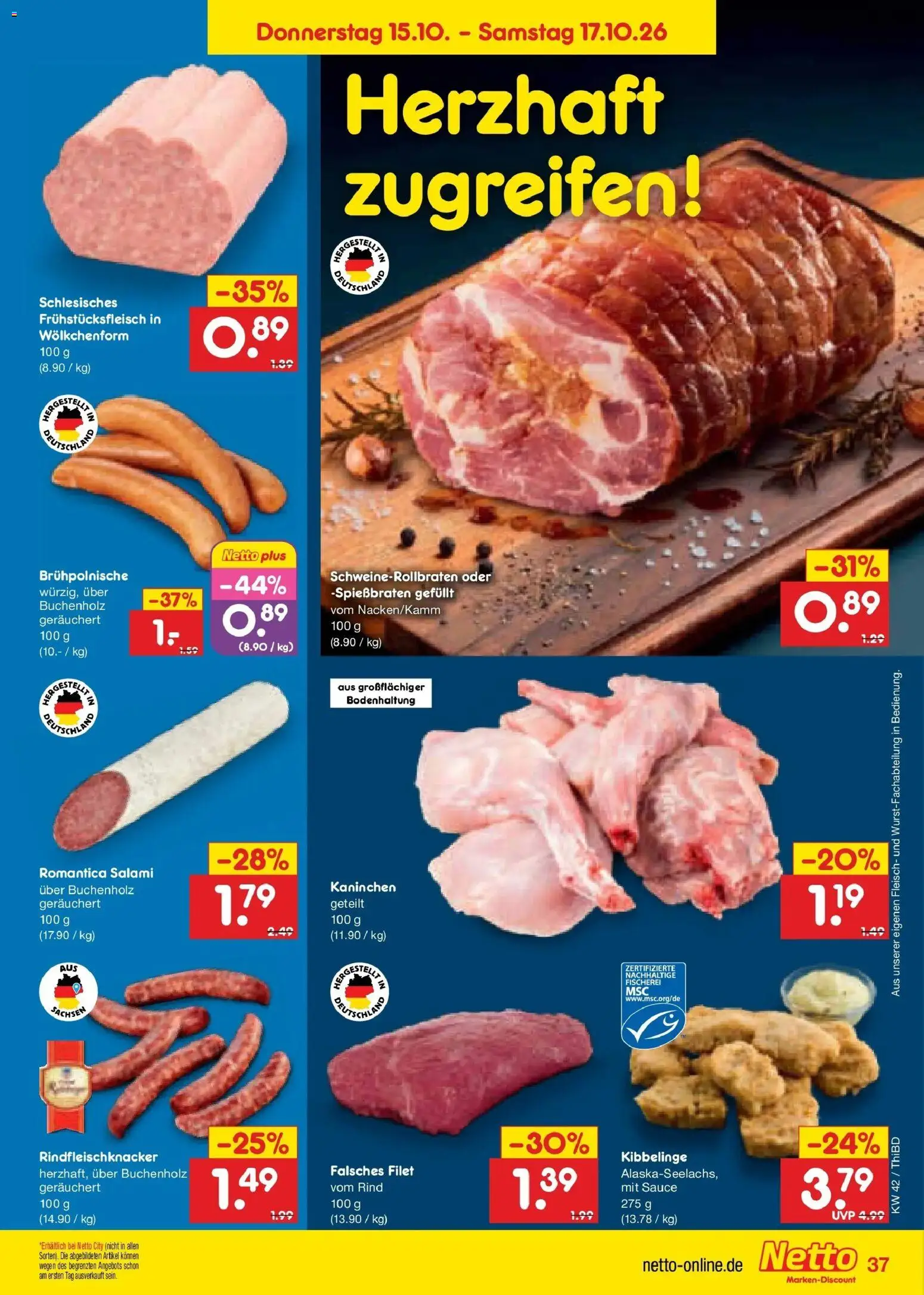 Netto Marken-Discount Prospekt Thiendorf – gültig ab 12.10.2026 | Seite: 51 | Produkte: Kaninchen, Salami, Fleisch