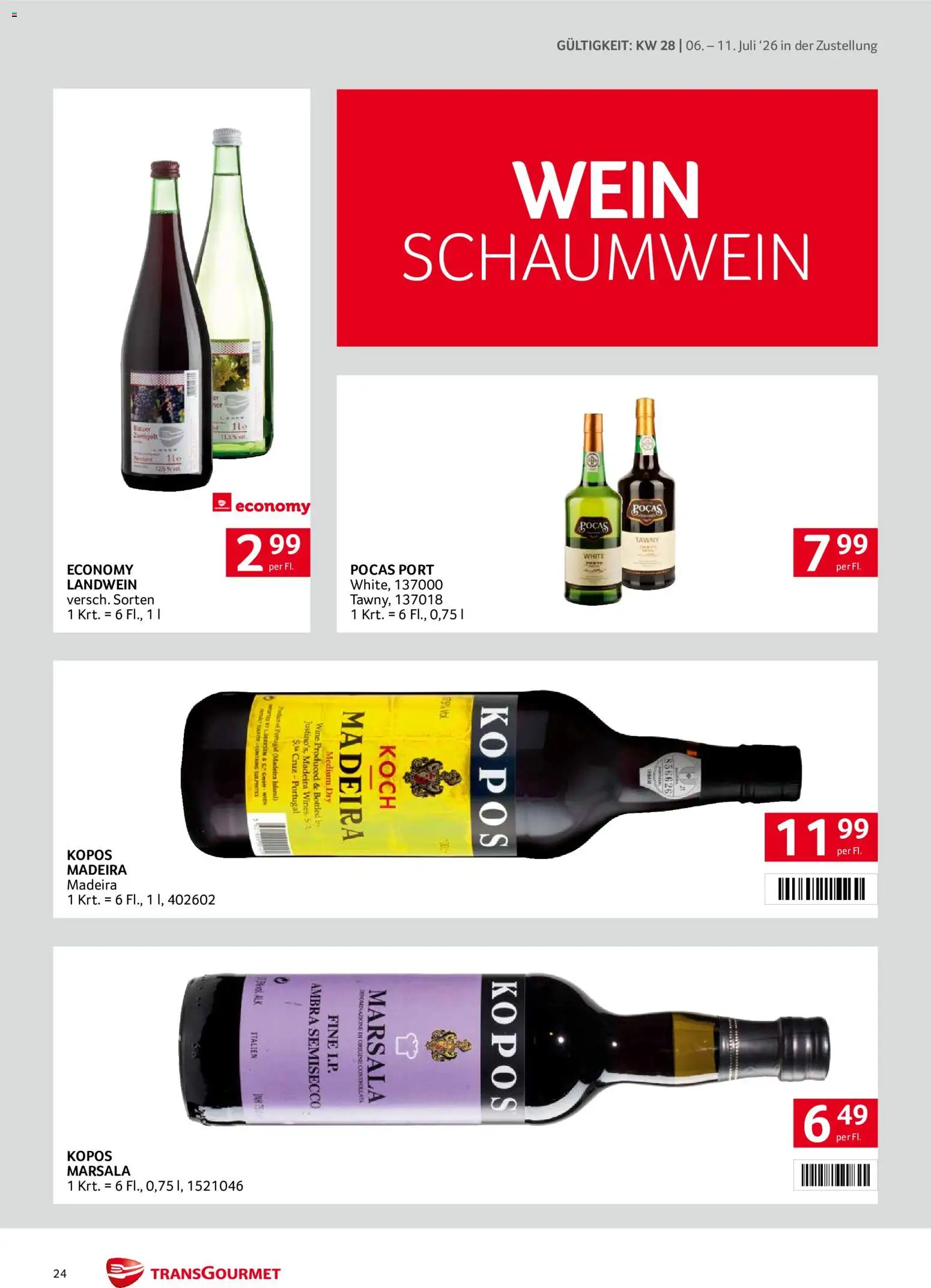 Transgourmet Zustellaktion gültig ab 06.07.2026 | Seite: 24 | Produkte: Wein