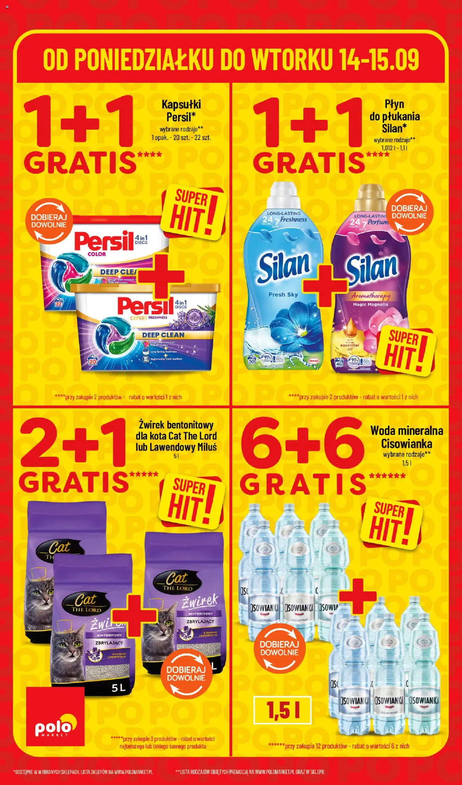 Nowa POLOmarket gazetka od jutra 14.09.2026 | Strona: 6 | Produkty: Cisowianka, Kapsułki, Persil, Woda