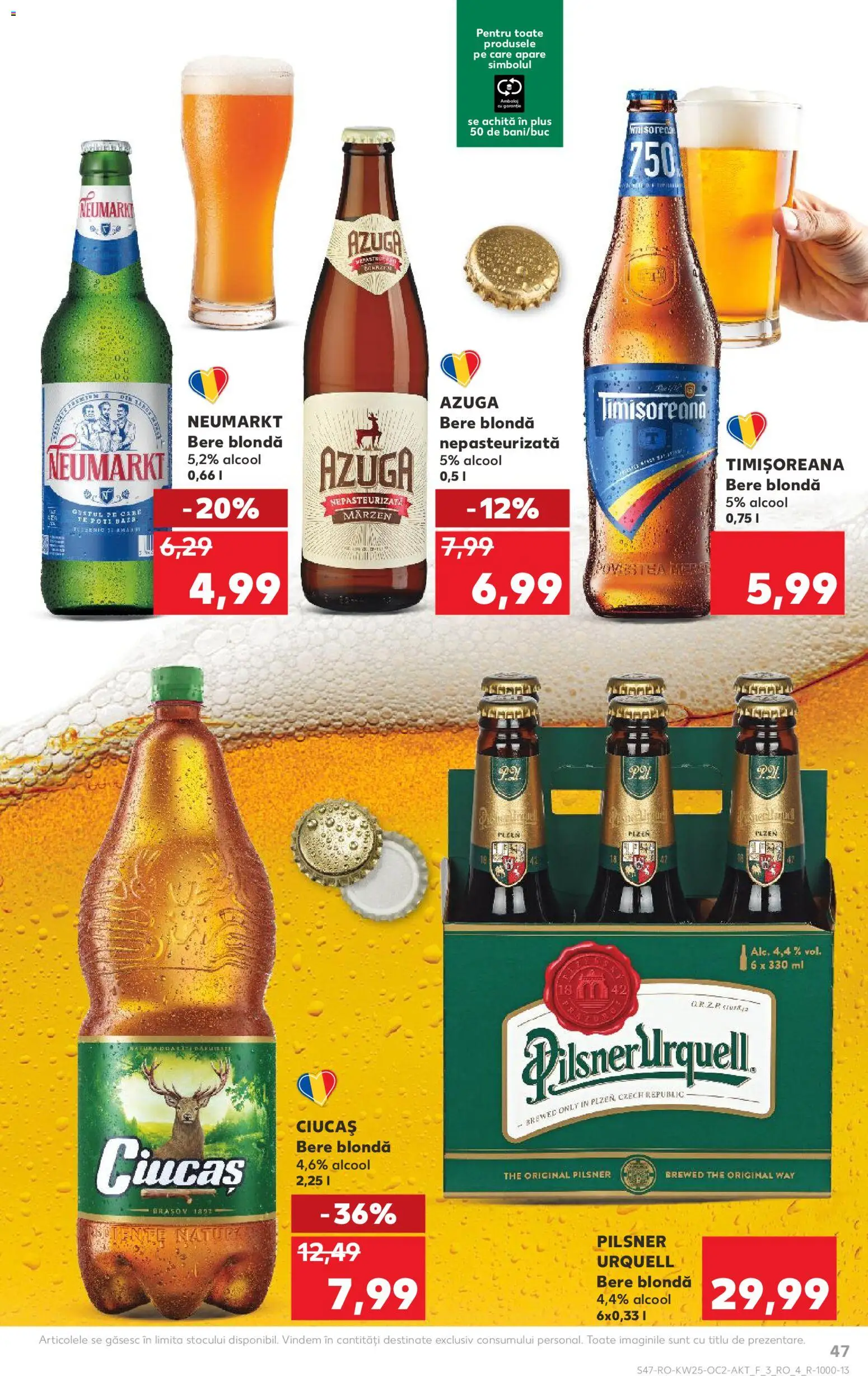 Kaufland RO akciós ujság - amely érvényes a következő dátumtól: 17.06.2026 | Oldal: 47 | Termékek: Pilsner urquell