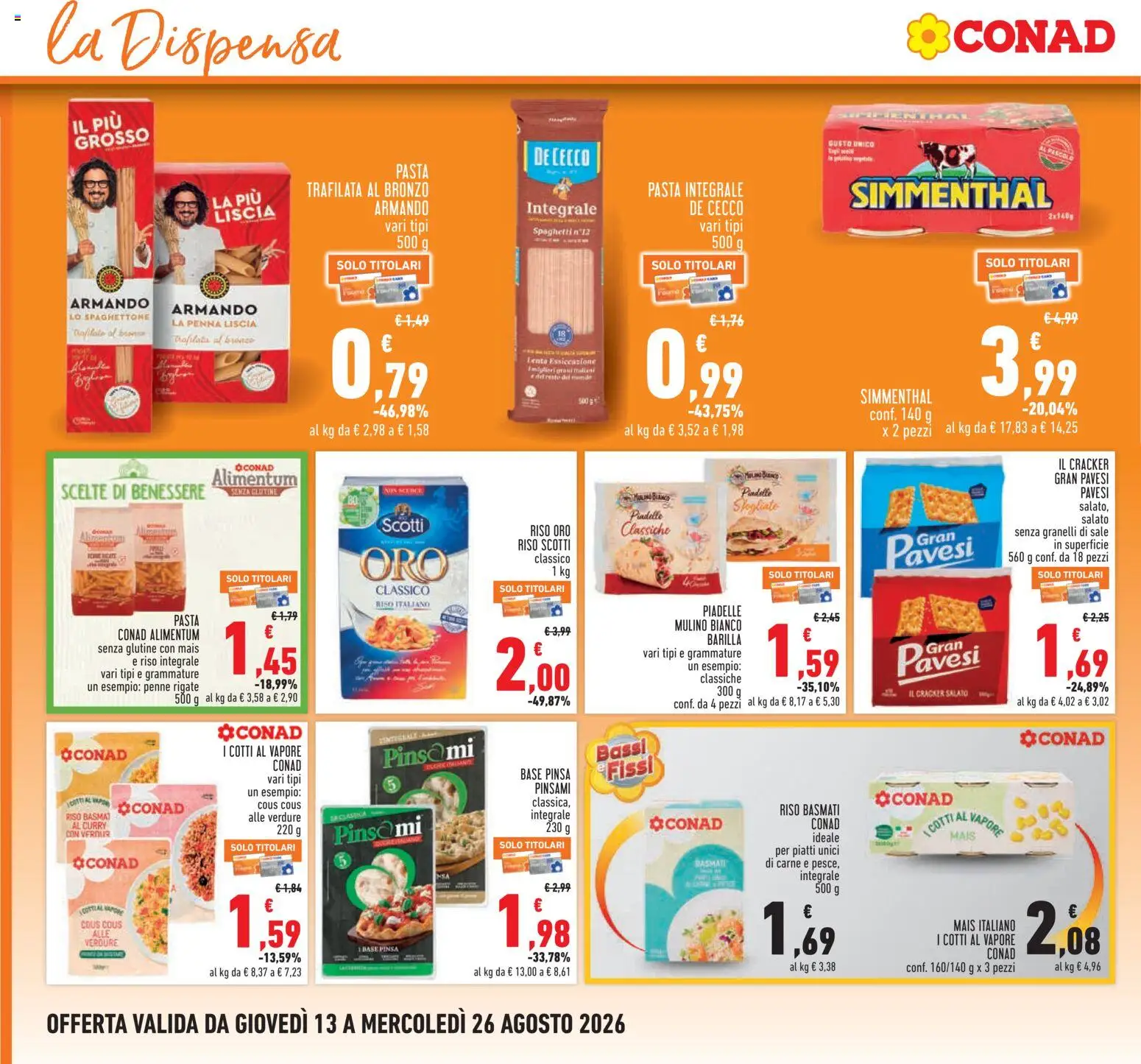 Volantino Conad del 13/08/2026 | Pagina: 10 | Prodotti: Pasta, Barilla, Cous cous, Mais
