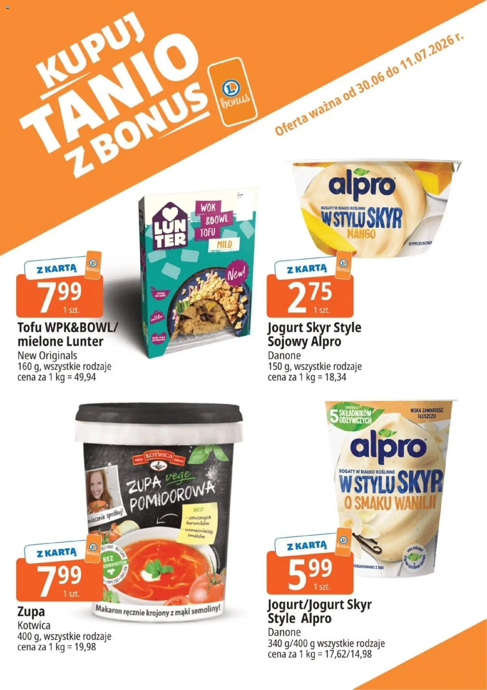 E.Leclerc gazetka - Kupony dodatkowe od 30.06.2026 | Strona: 7 | Produkty: Karta, Alpro, Tofu, Skyr