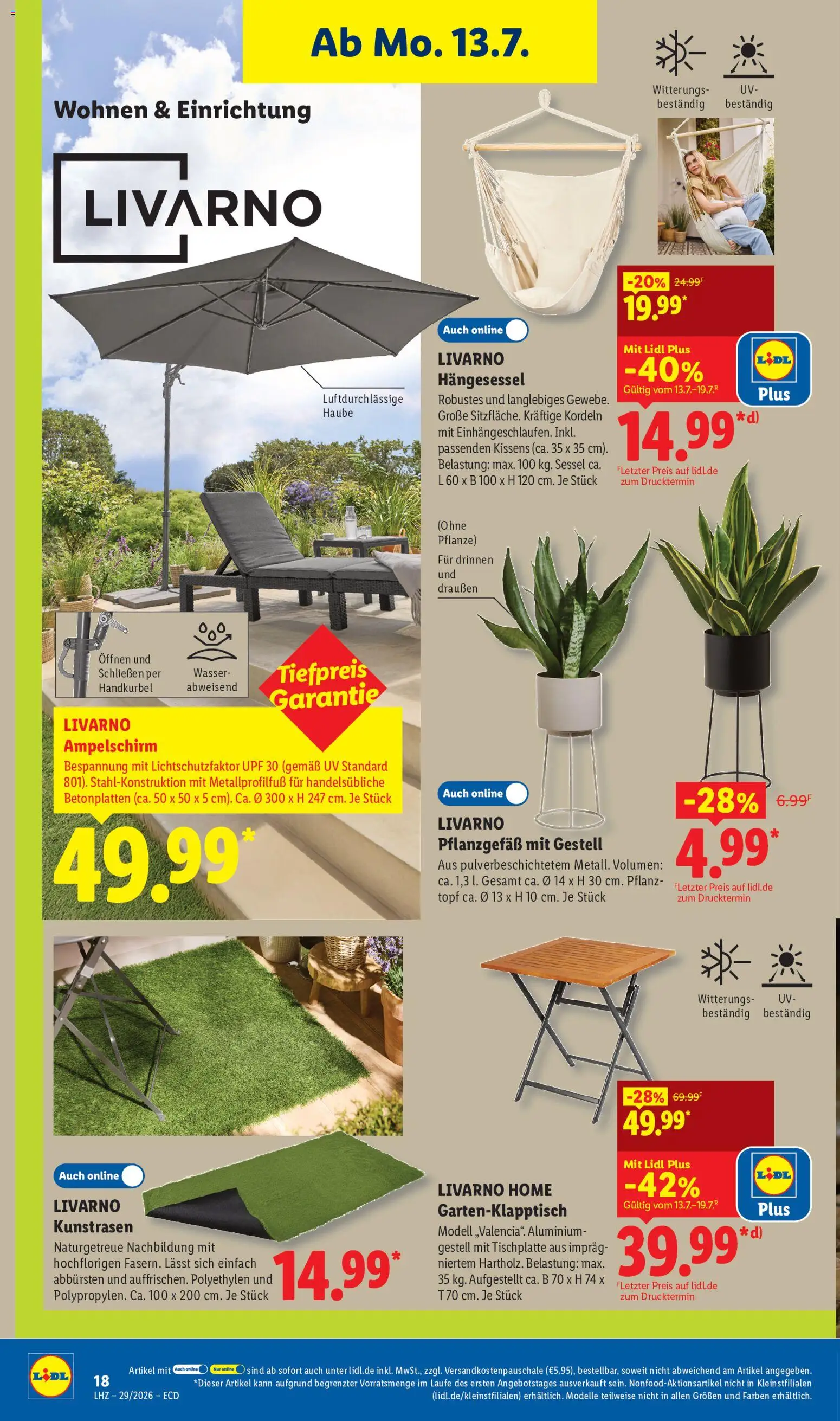 Lidl Prospekt – gültig ab 13.07.2026 | Seite: 14 | Produkte: Sessel, Wasser