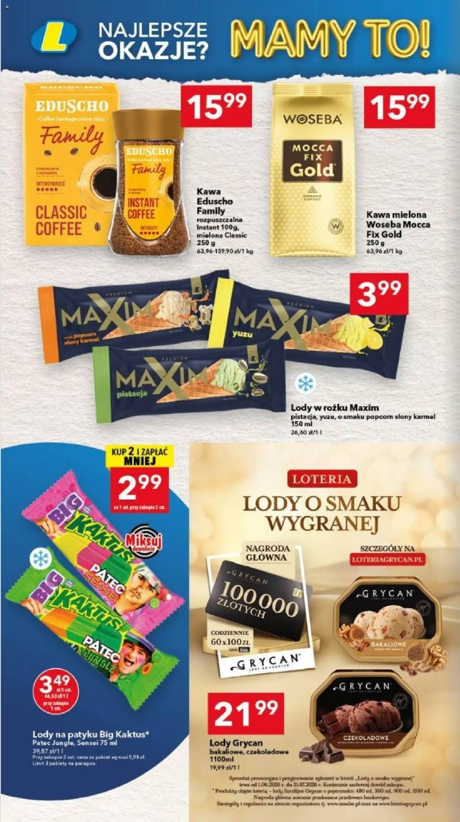 Lewiatan gazetka - Legnica od 02.06.2026 | Strona: 10 | Produkty: Lody Grycan, Lody na patyku, Kawa, Lody