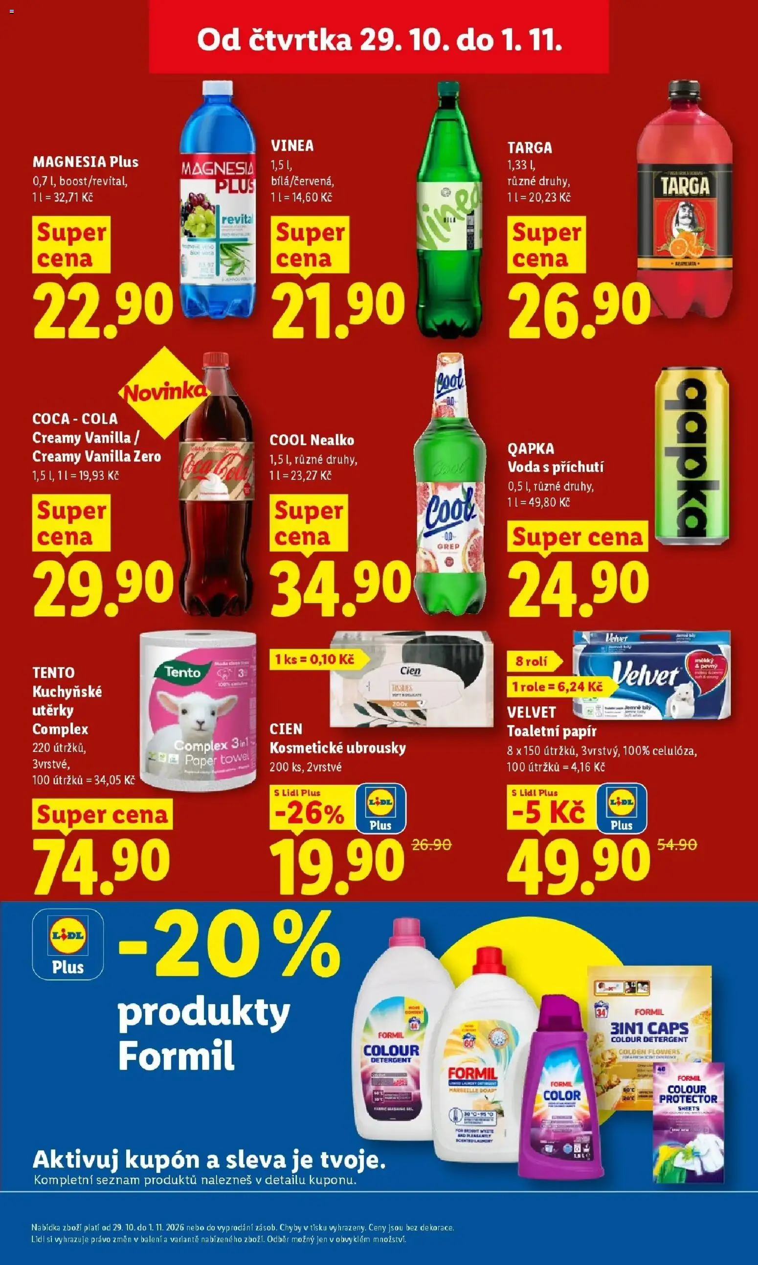 Lidl leták od 29.10.2026 - Nový akční leták | Strana: 37 | Produkty: Toaletní papír, Coca cola, Velvet, Vinea