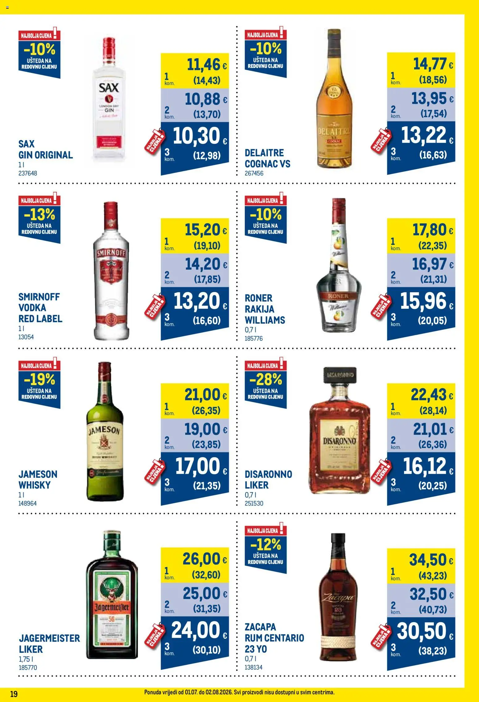 Metro katalog | vrijedi od 01.07.2026 | Stranica: 19 | Proizvodi: Red Label, Whisky, Liker, Vodka