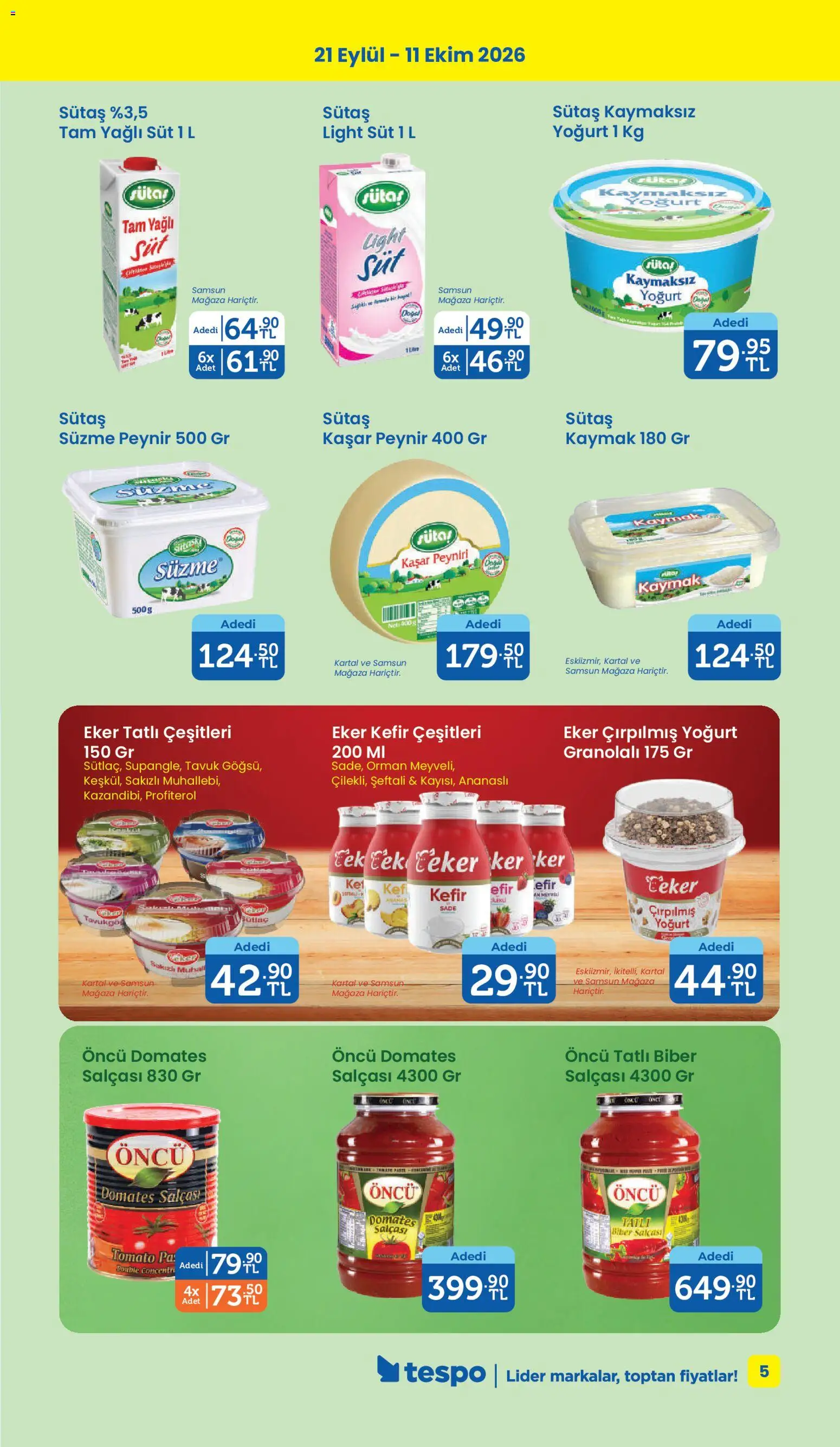 Tespo Katalog - 21 Eylül 2026 tarihinden itibaren geçerlidir | Sayfa: 5 | Ürünler: Süt, Domates, Süzme peynir, Şeftali