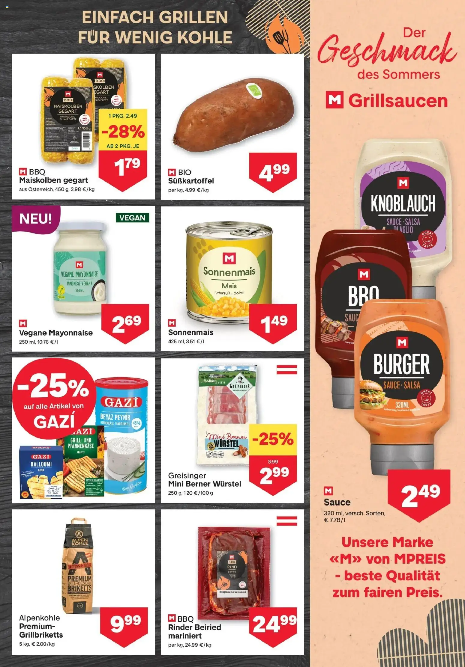 MPREIS Saalbach gültig ab 30.07.2026 | Seite: 7 | Produkte: Burger, Mayonnaise, Knoblauch, Grill