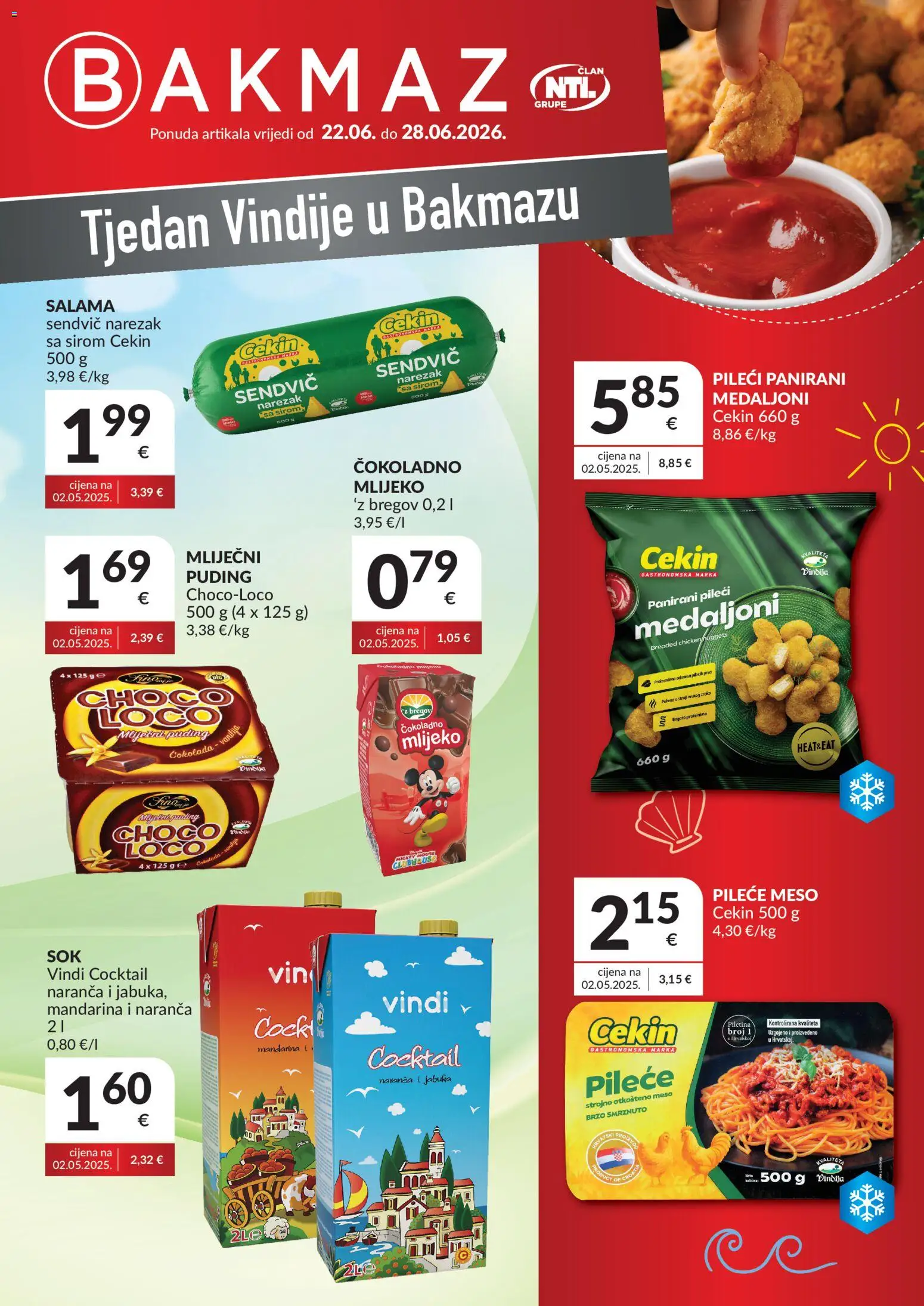 Bakmaz katalog | vrijedi od 22.06.2026 | Stranica: 1 | Proizvodi: Mlijeko, Meso, Čokolada, Puding
