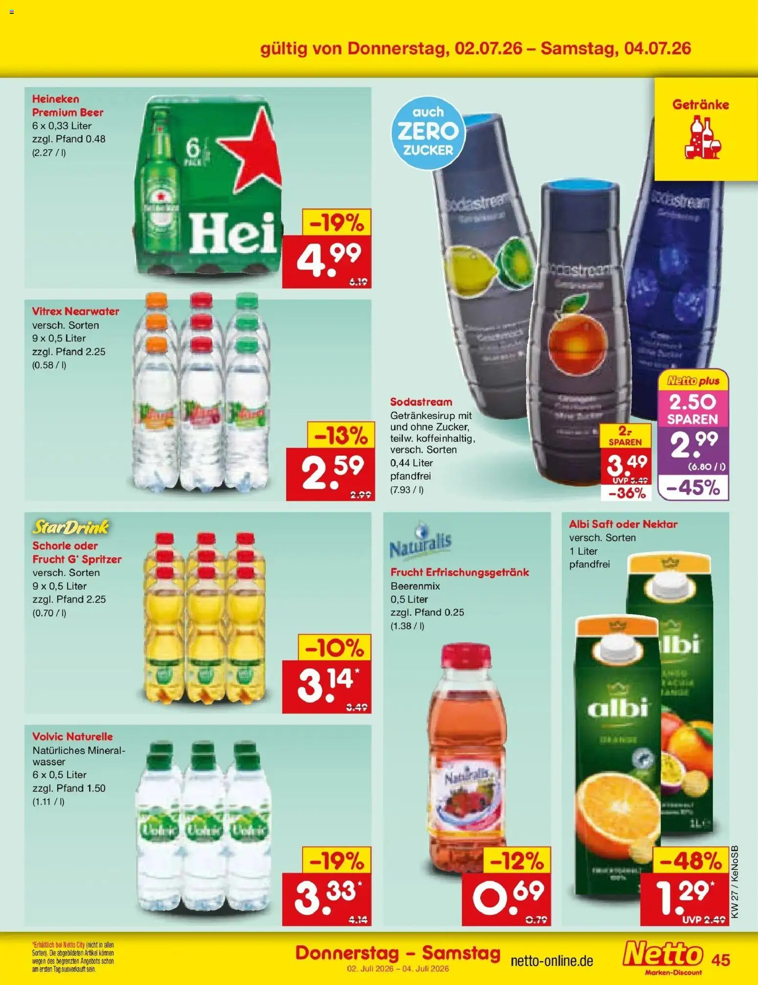 Netto Marken-Discount Prospekt Bonn – gültig ab 29.06.2026 | Seite: 65 | Produkte: Heineken, Saft, Volvic, Sodastream