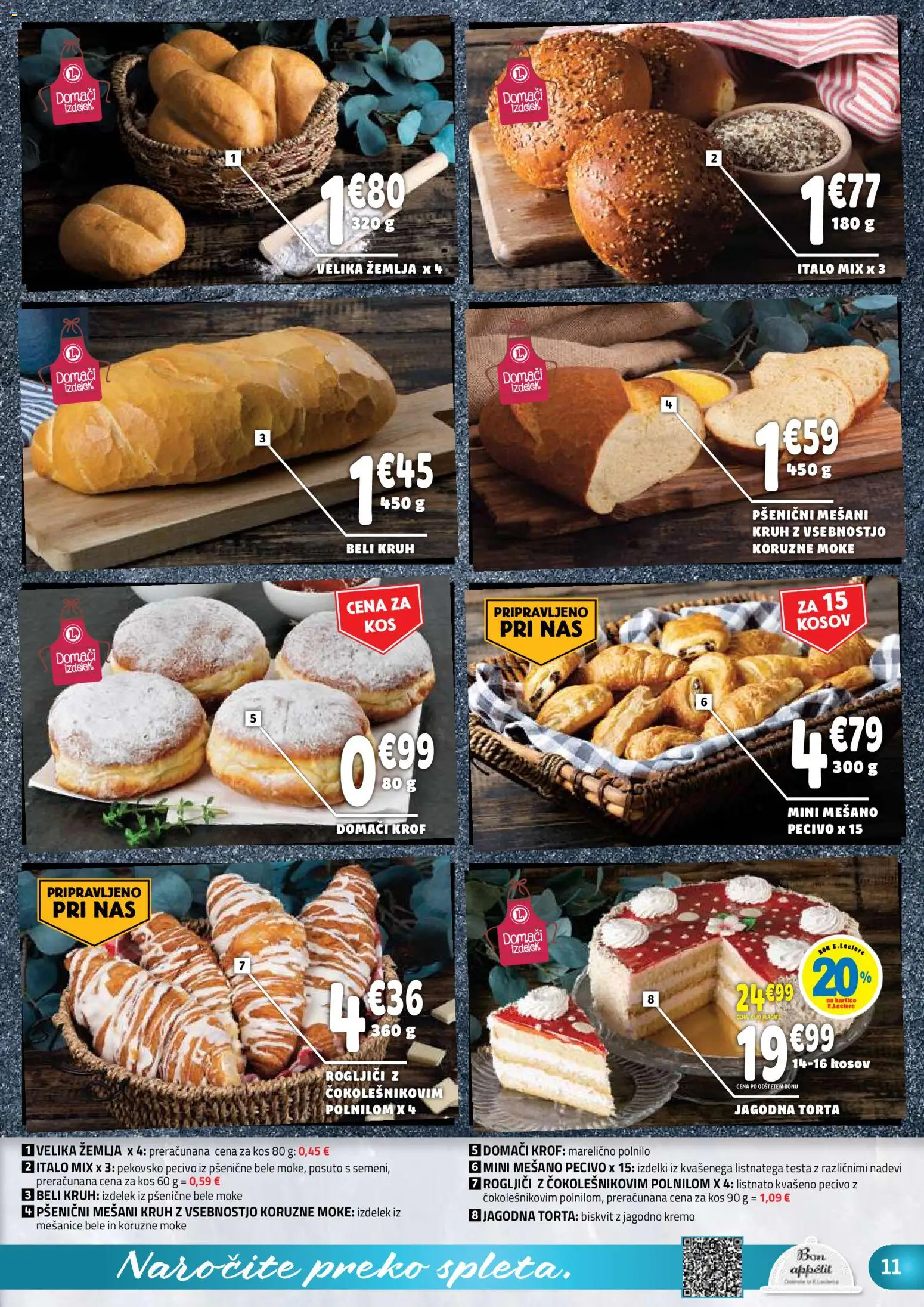 Novi E.leclerc katalog ponudbe – veljaven od 16.09.2026 | Stran: 11 | Izdelki: Žemlja, Torta, Kos, Kruh