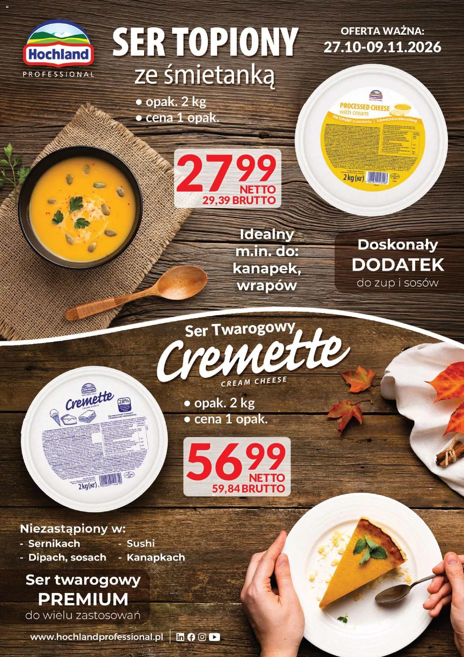 Makro gazetka - Hochland od 27.10.2026 | Strona: 1 | Produkty: Cream cheese, Sushi, Ser, Ser twarogowy