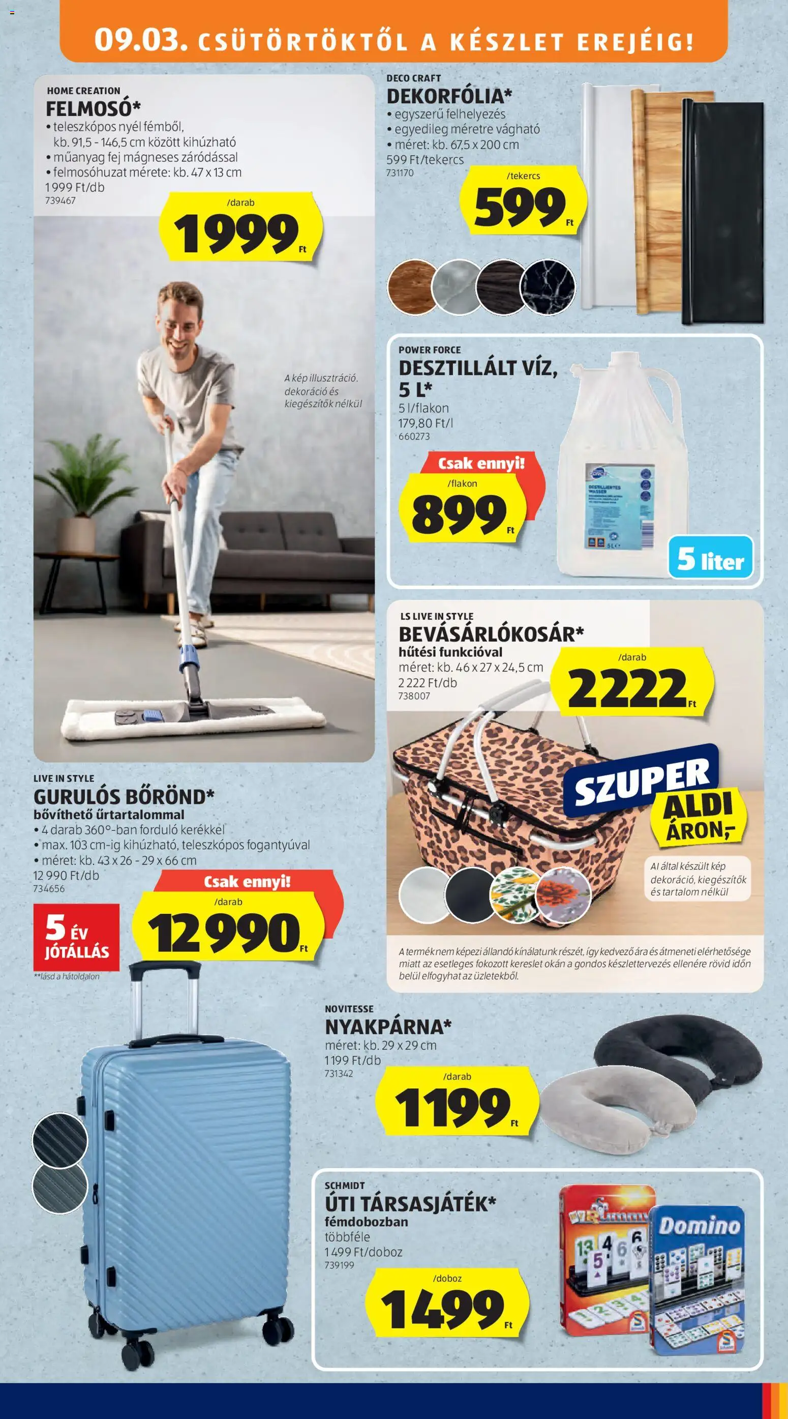 Aldi akciós ujság - amely érvényes a következő dátumtól: 2026.09.03. | Oldal: 3 | Termékek: Mop, Dekoráció