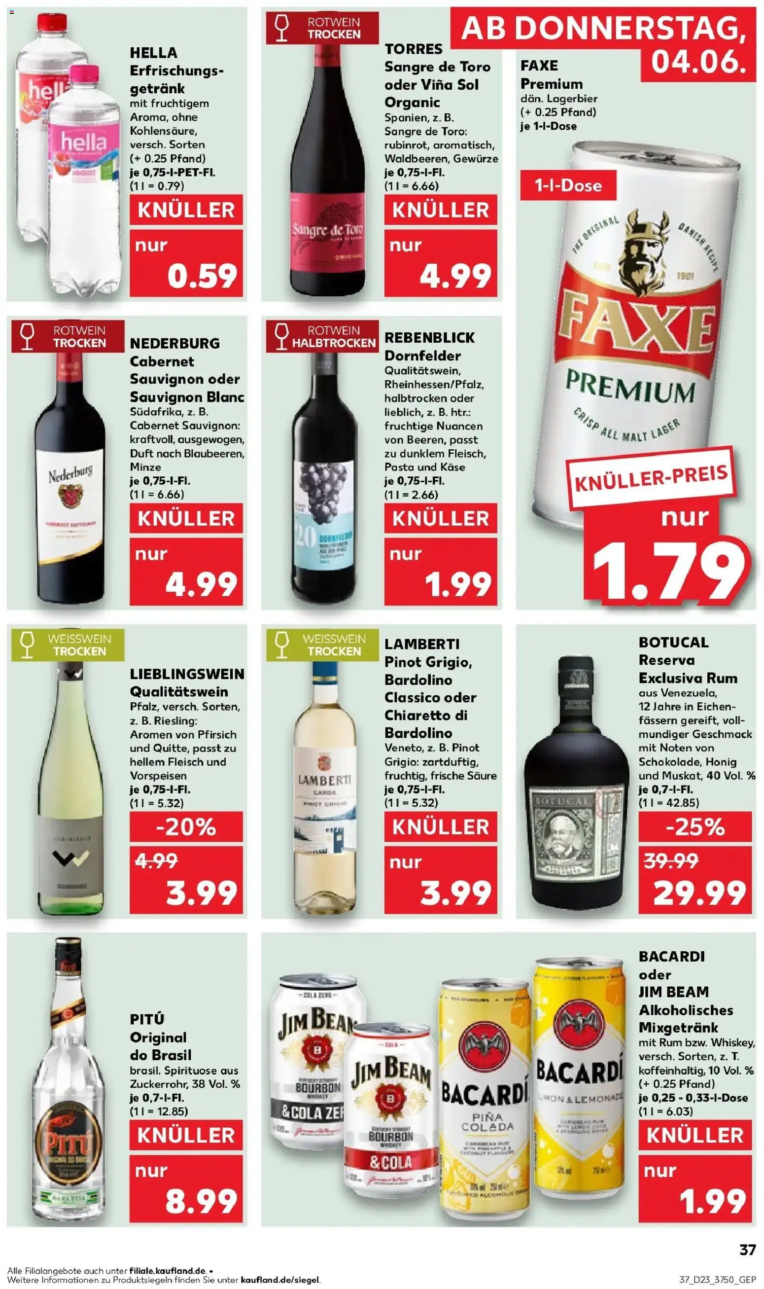 Kaufland Prospekt Berlin – gültig ab 01.06.2026 | Seite: 44 | Produkte: Cola, Käse, Weißwein, Weißwein trocken