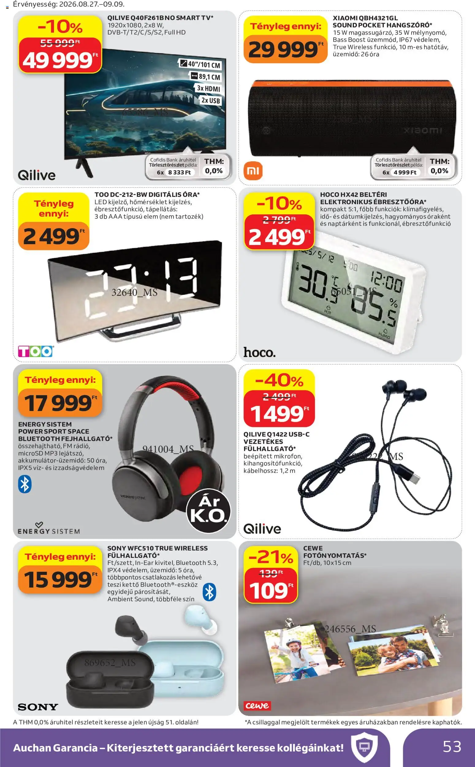 Auchan akciós ujság - amely érvényes a következő dátumtól: 2026.08.27. | Oldal: 53 | Termékek: USB, Elem, Xiaomi, Víz