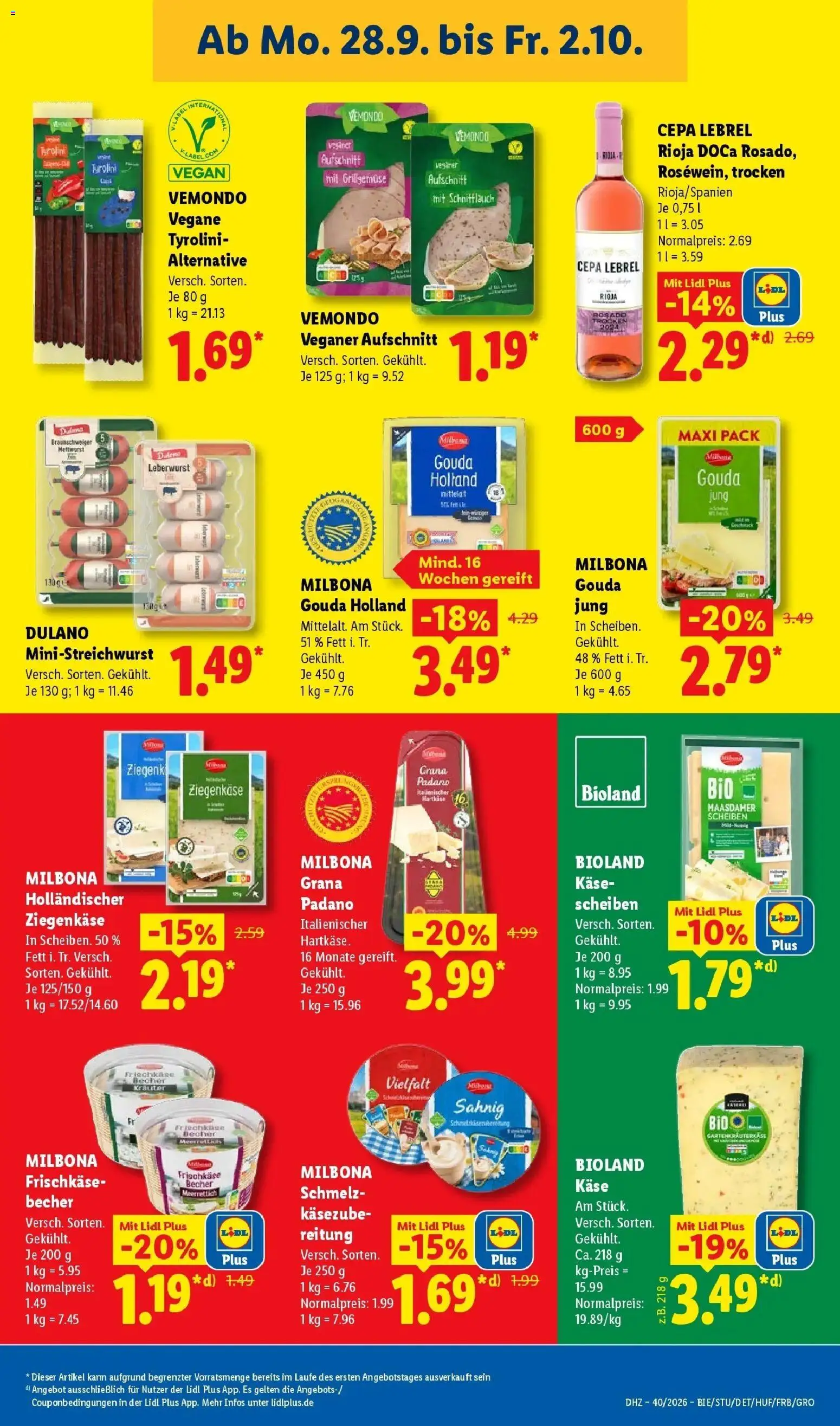 Lidl Prospekt Mahlow – gültig ab 28.09.2026 | Seite: 21 | Produkte: Grana Padano, Gouda, Ziegenkäse, Frischkase