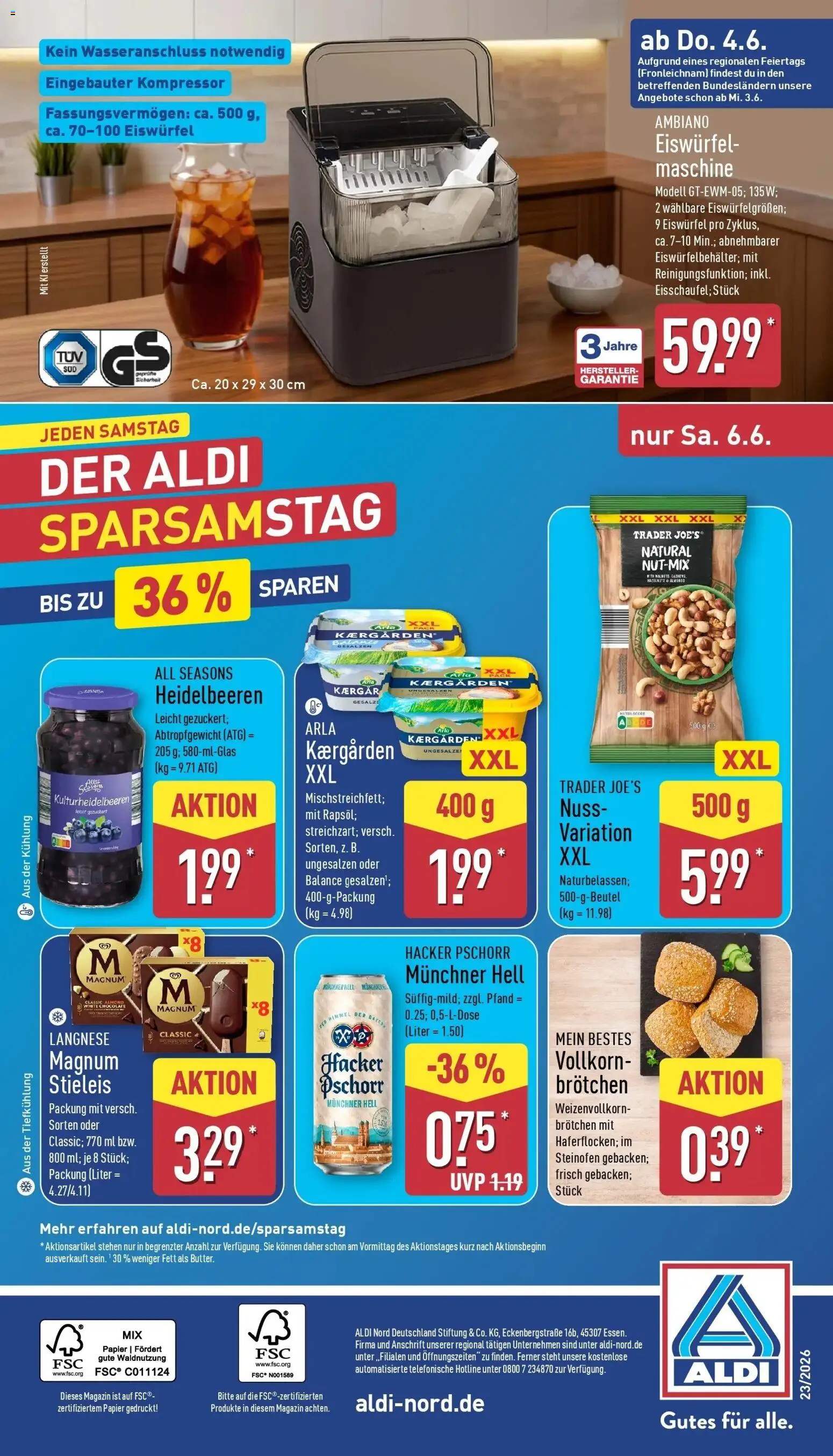 Aldi Wochenangebote – gültig ab 01.06.2026 | Seite: 33 | Produkte: Langnese, Heidelbeeren