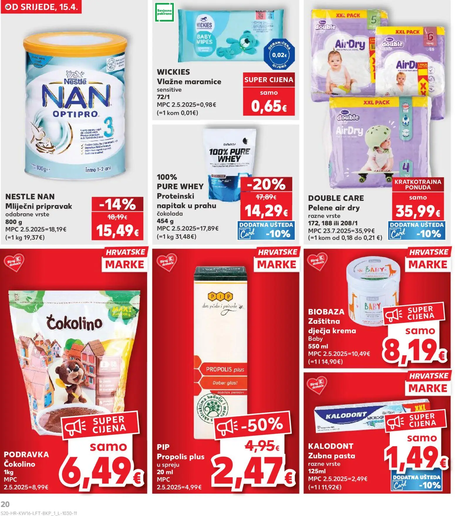 Kaufland katalog | vrijedi od 15.04.2026 | Stranica: 20 | Proizvodi: Pelene, Čokolada, Pasta, Čokolino