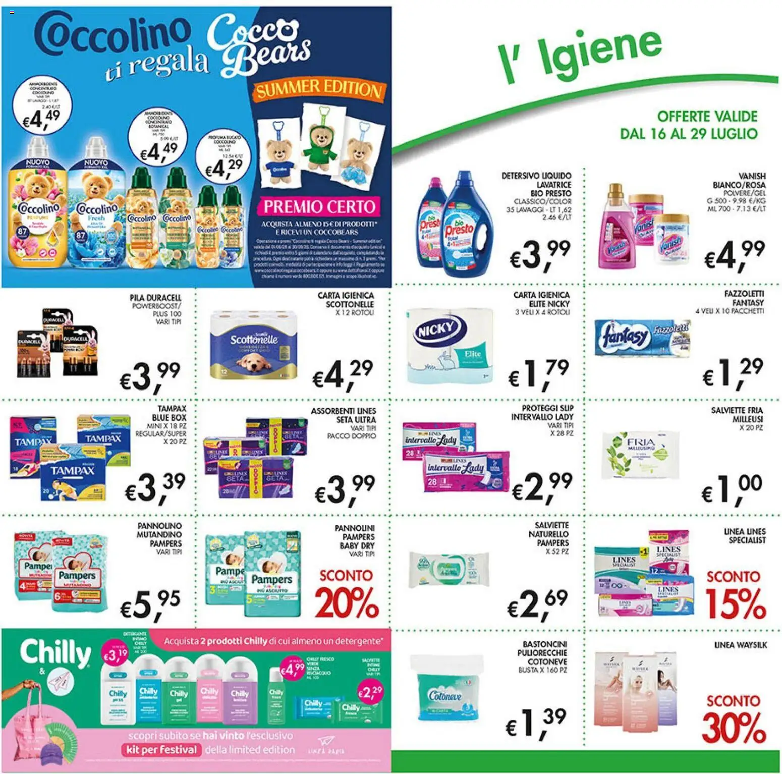Volantino Coal del 16/07/2026 | Pagina: 24 | Prodotti: Pannolini, Carta igienica, Lavatrice, Cocco