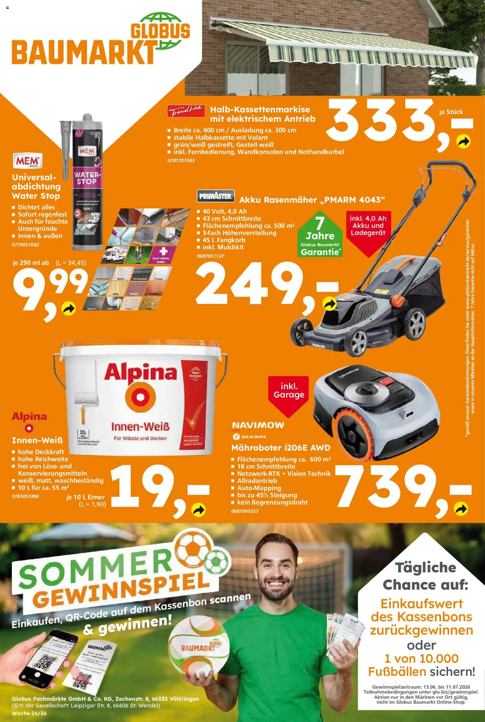 Globus Baumarkt Prospekt Dietzenbach – gültig ab 22.06.2026 | Seite: 12 | Produkte: Rasenmäher, Ladegerät