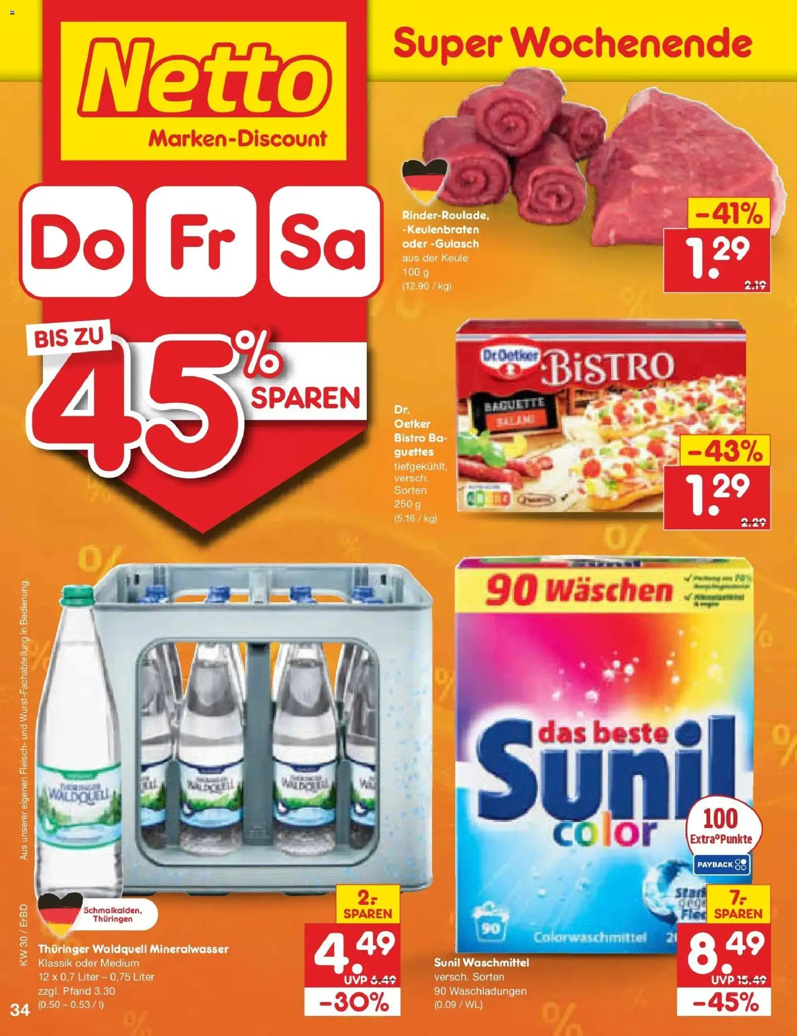 Netto Marken-Discount Prospekt Weimar – gültig ab 20.07.2026 | Seite: 58 | Produkte: Baguette, Mineralwasser, Waschmittel, Gulasch