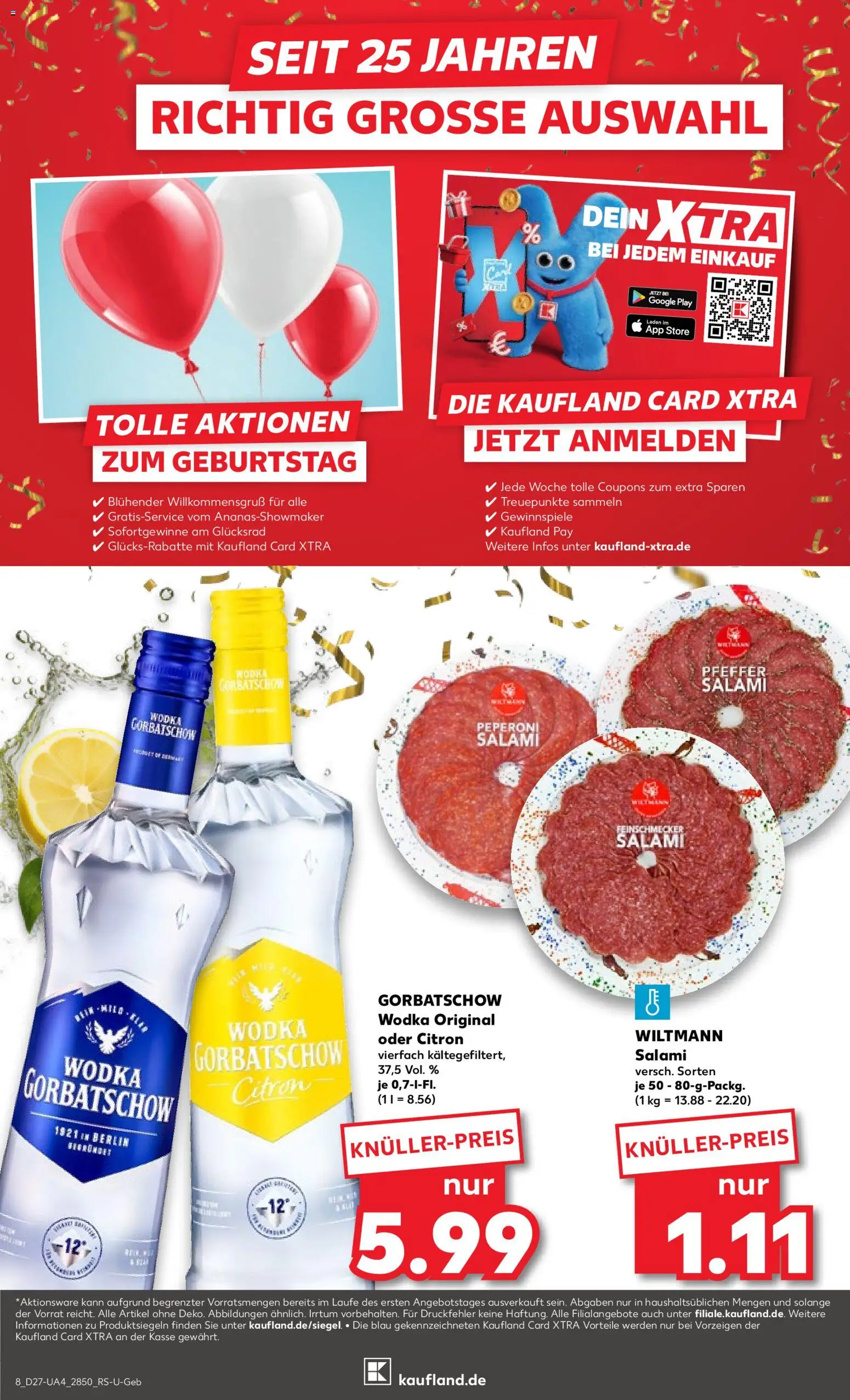 Kaufland Prospekt Potsdam – gültig ab 02.07.2026 | Seite: 8 | Produkte: Wodka gorbatschow, Salami, Wodka