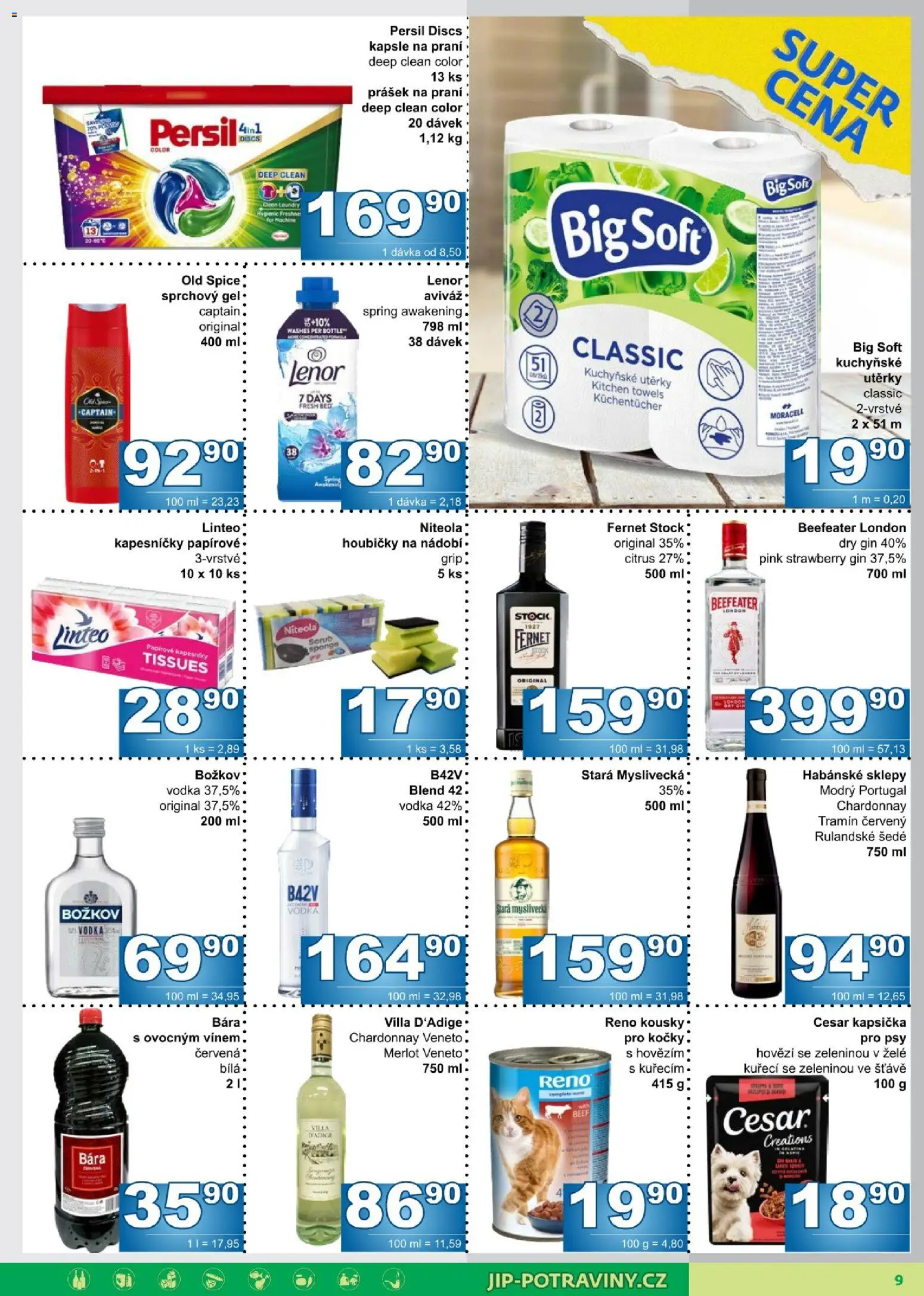 Jip leták od 07.10.2026 | Strana: 9 | Produkty: Sprchový gel, Hovězí, Beefeater, Dry gin