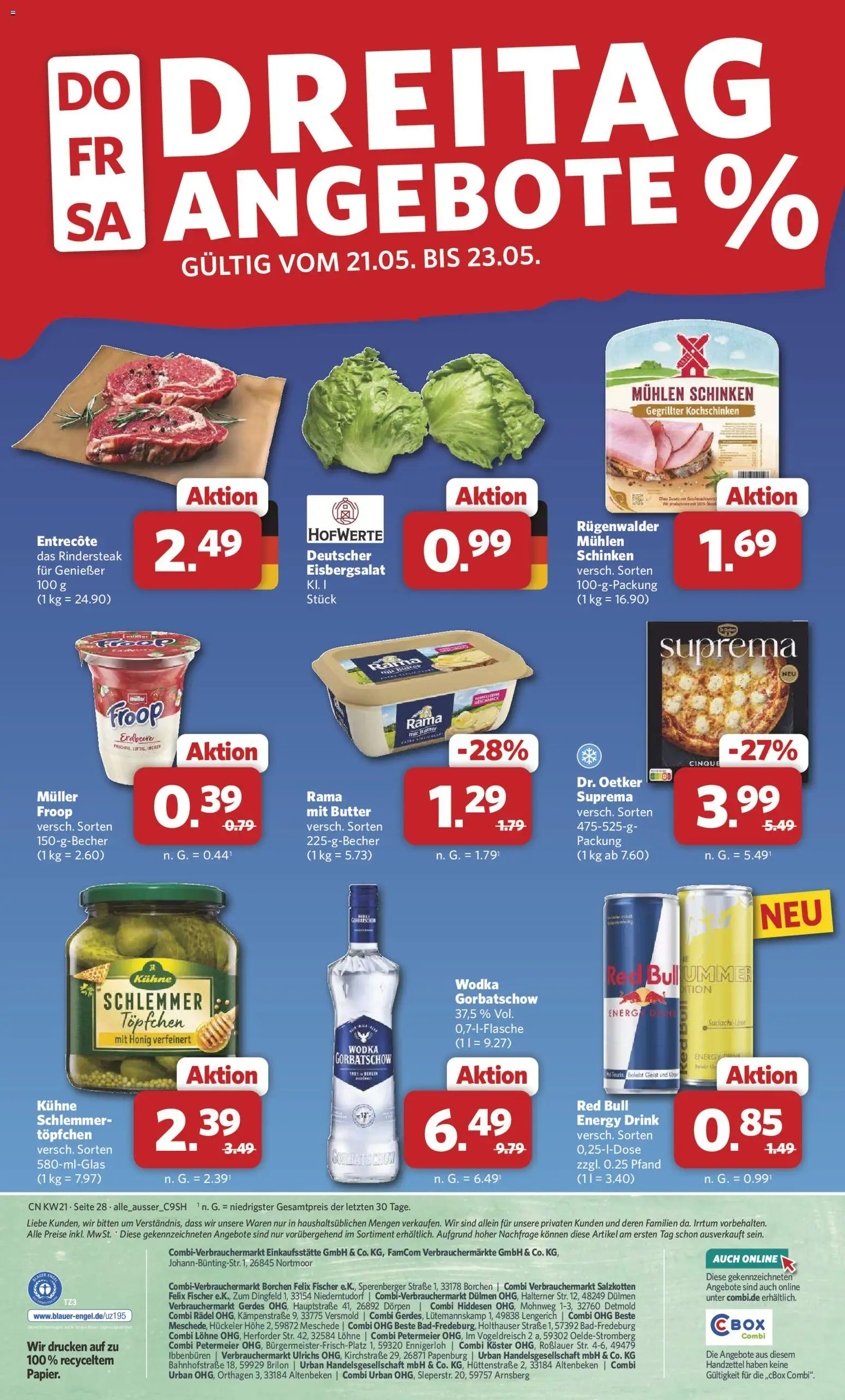 Combi Prospekt 	 – gültig ab 18.05.2026 | Seite: 28 | Produkte: Froop, Rama, Eisbergsalat, Schinken