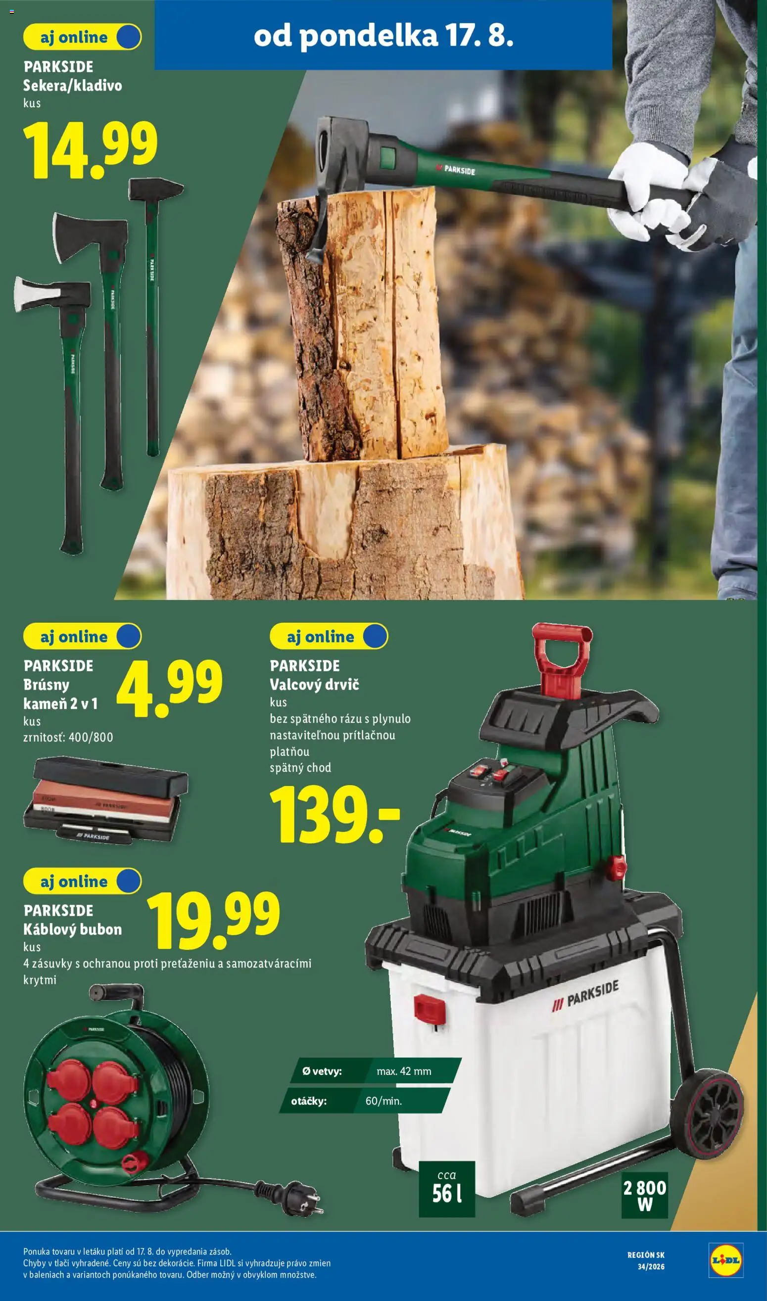 Nové Lidl akcie – leták je platný od 17.08.2026 | Strana: 50 | Produkty: Drvič, Parkside