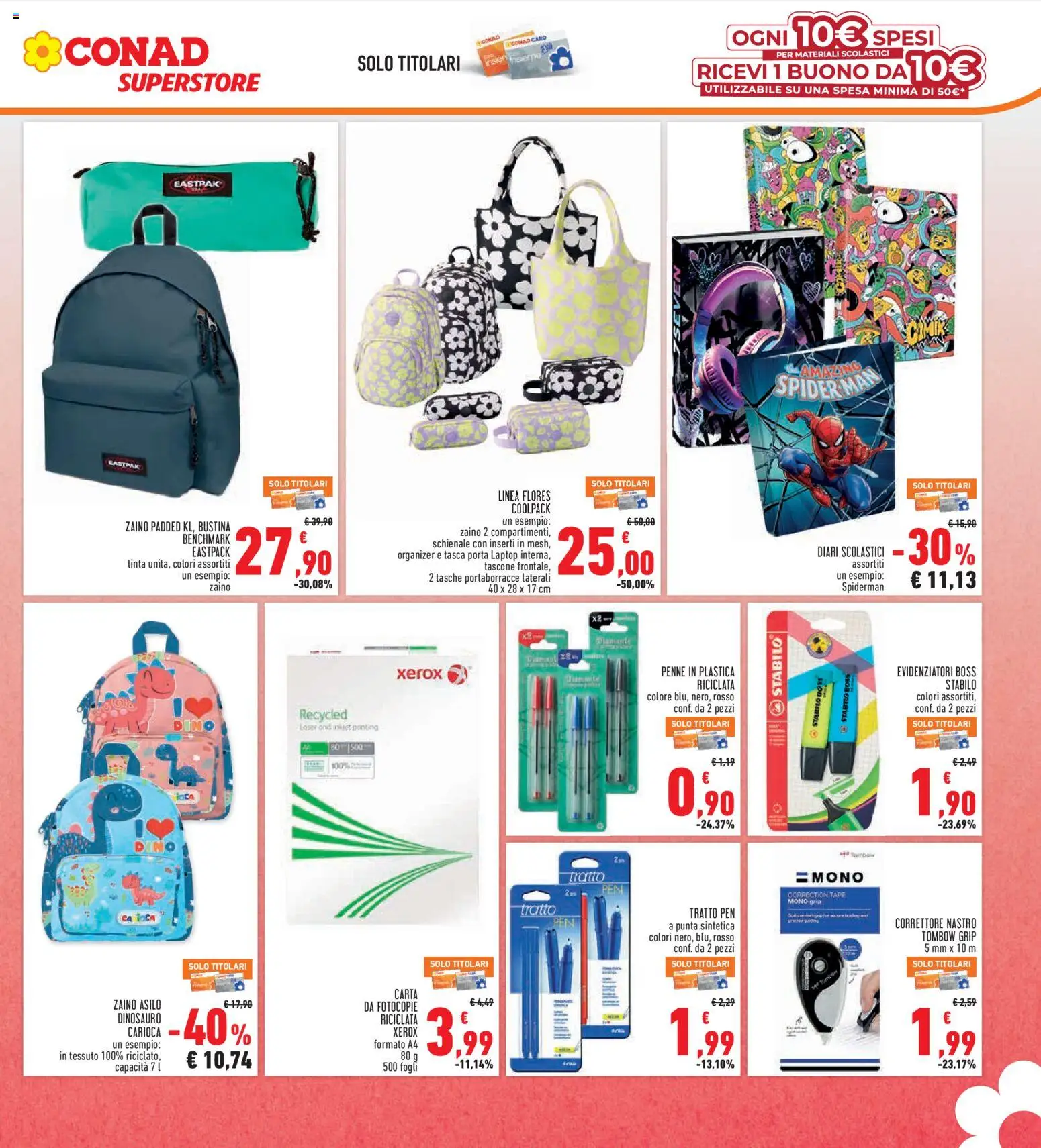 Volantino Conad del 30/07/2026 | Pagina: 27 | Prodotti: Notebook, Zaino, Laptop, Penne