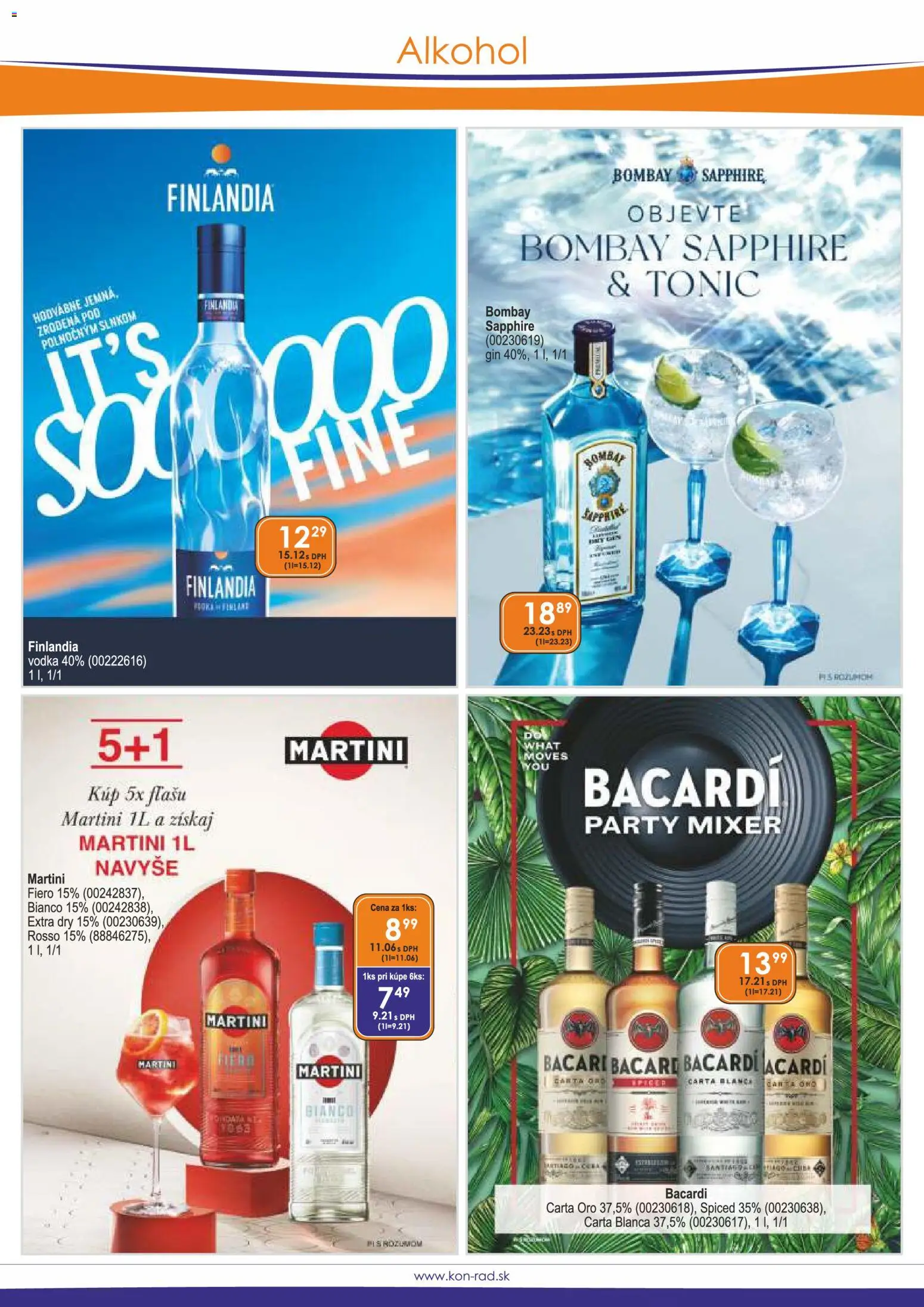 Nové KON - RAD akcie – leták je platný od 01.06.2026 | Strana: 6 | Produkty: Mixér, Finlandia, Bacardi