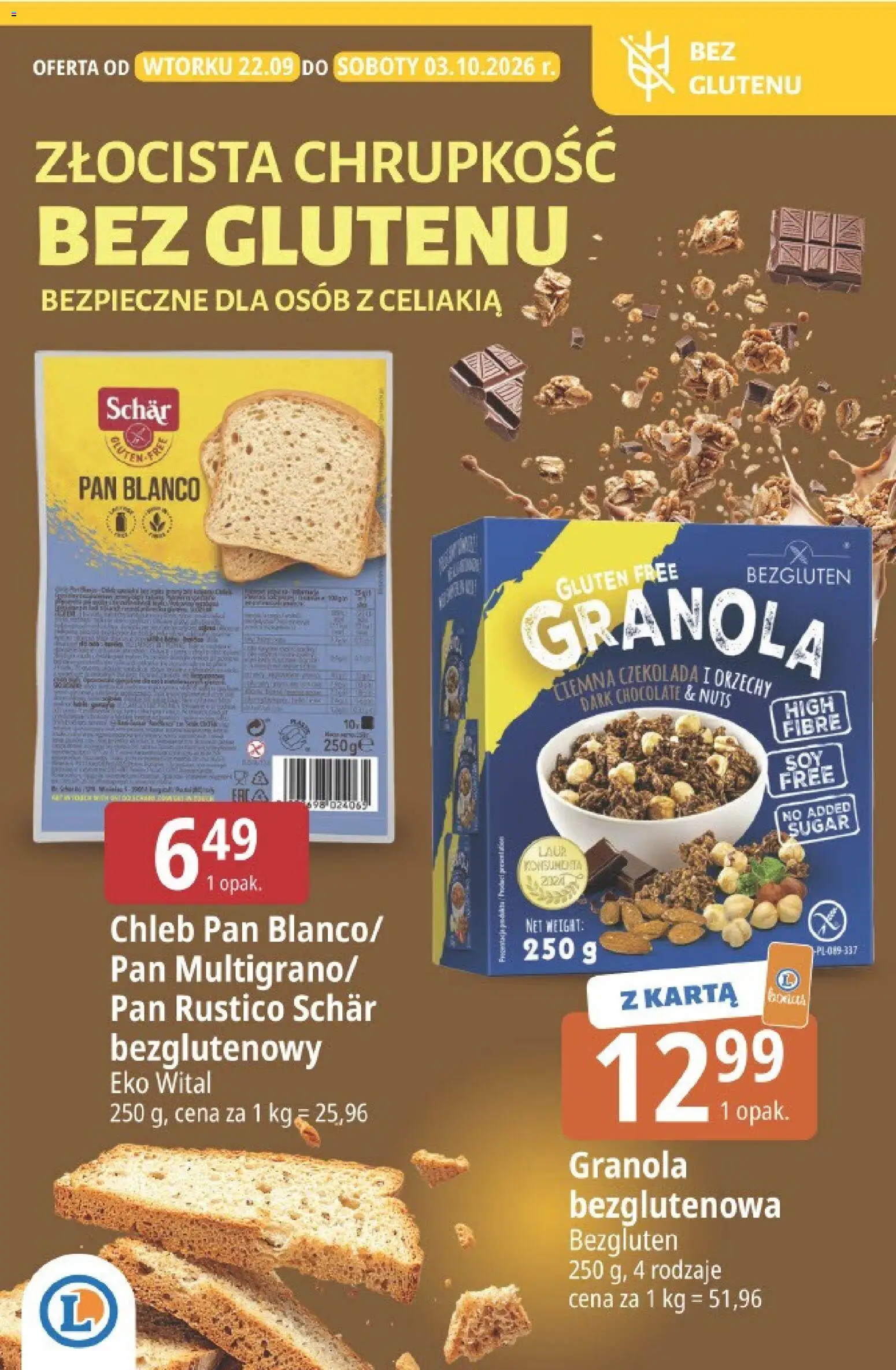 E.Leclerc gazetka od 22.09.2026 | Strona: 3 | Produkty: Granola, Chleb, Czekolada, Orzechy
