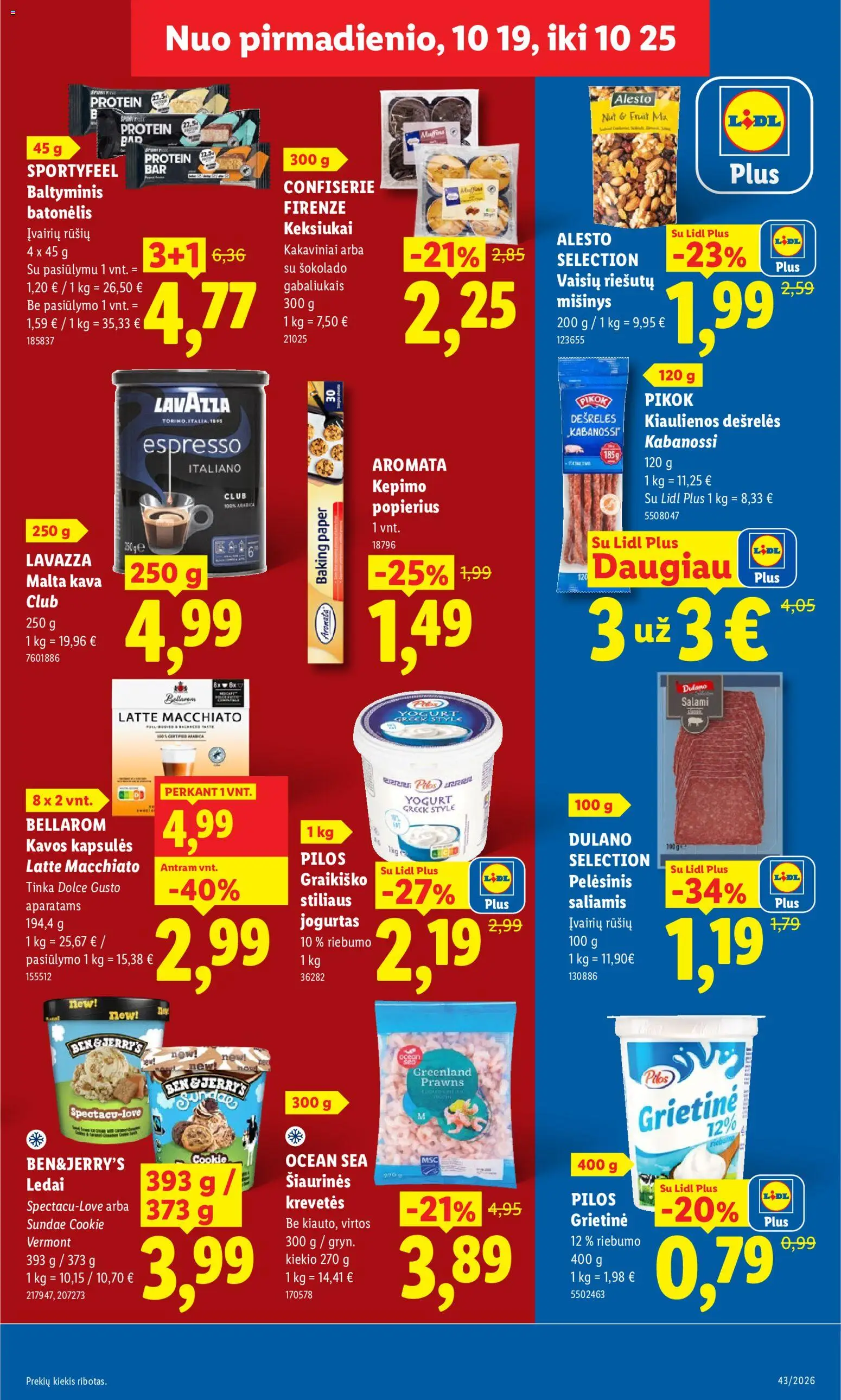 LIDL akcijos nuo 2026.10.19 | Puslapis: 3 | Prekių: Ledai, Dešrelės, Jogurtas, Kapsulės