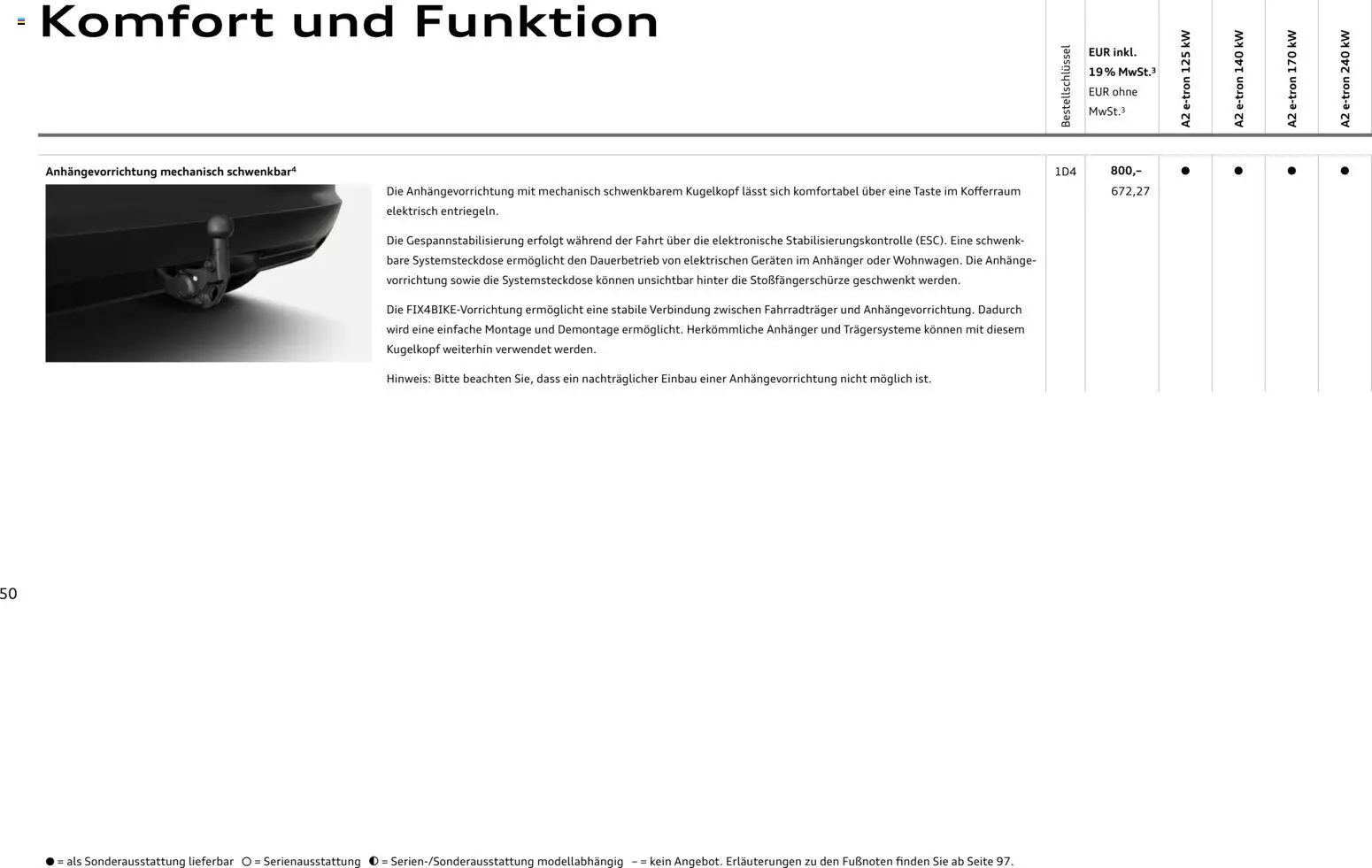 Audi A2 e-tron – gültig ab 10.09.2026 | Seite: 50