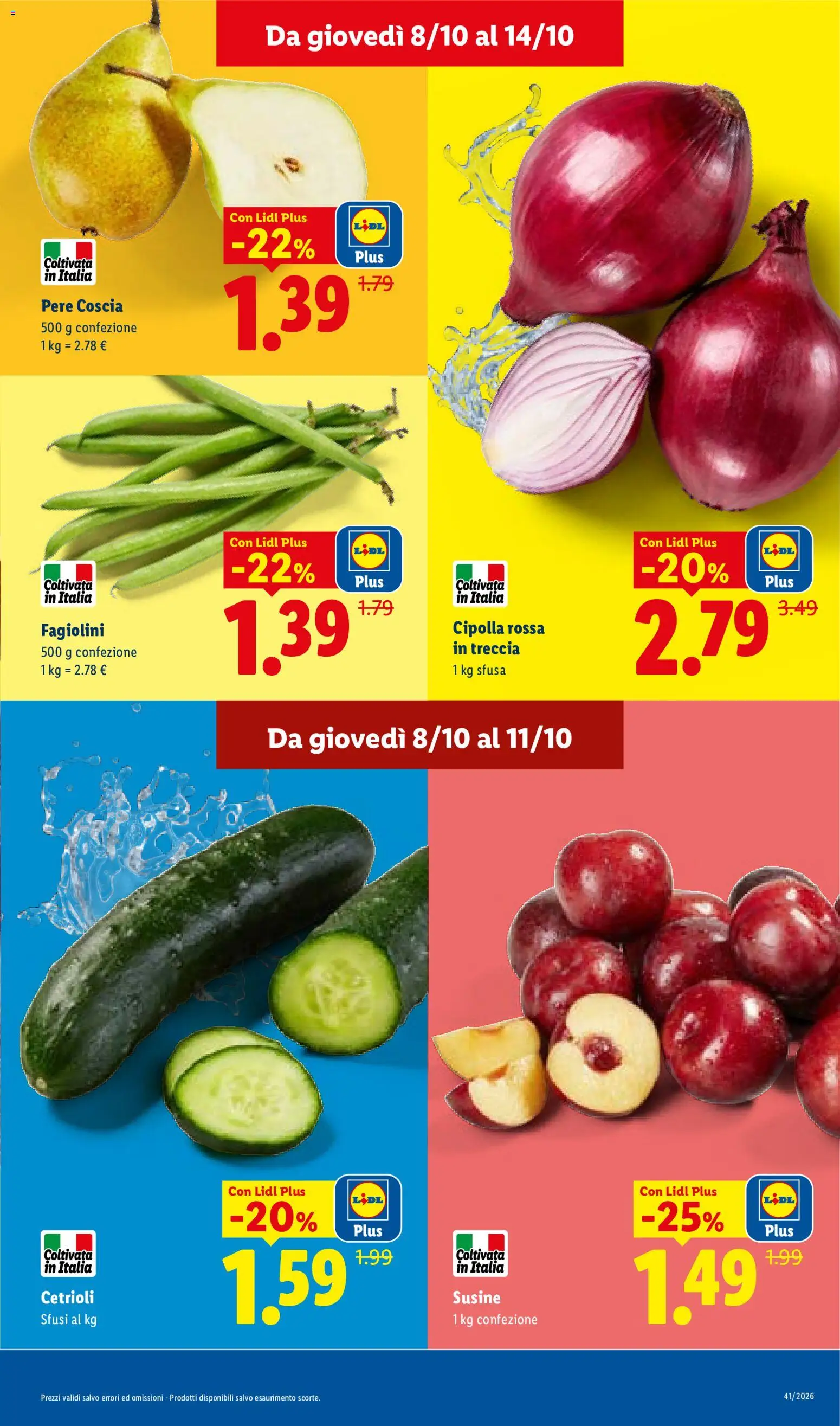 Volantino Lidl del 08/10/2026 | Pagina: 7 | Prodotti: Cipolla, Cipolla rossa, Susine, Fagiolini