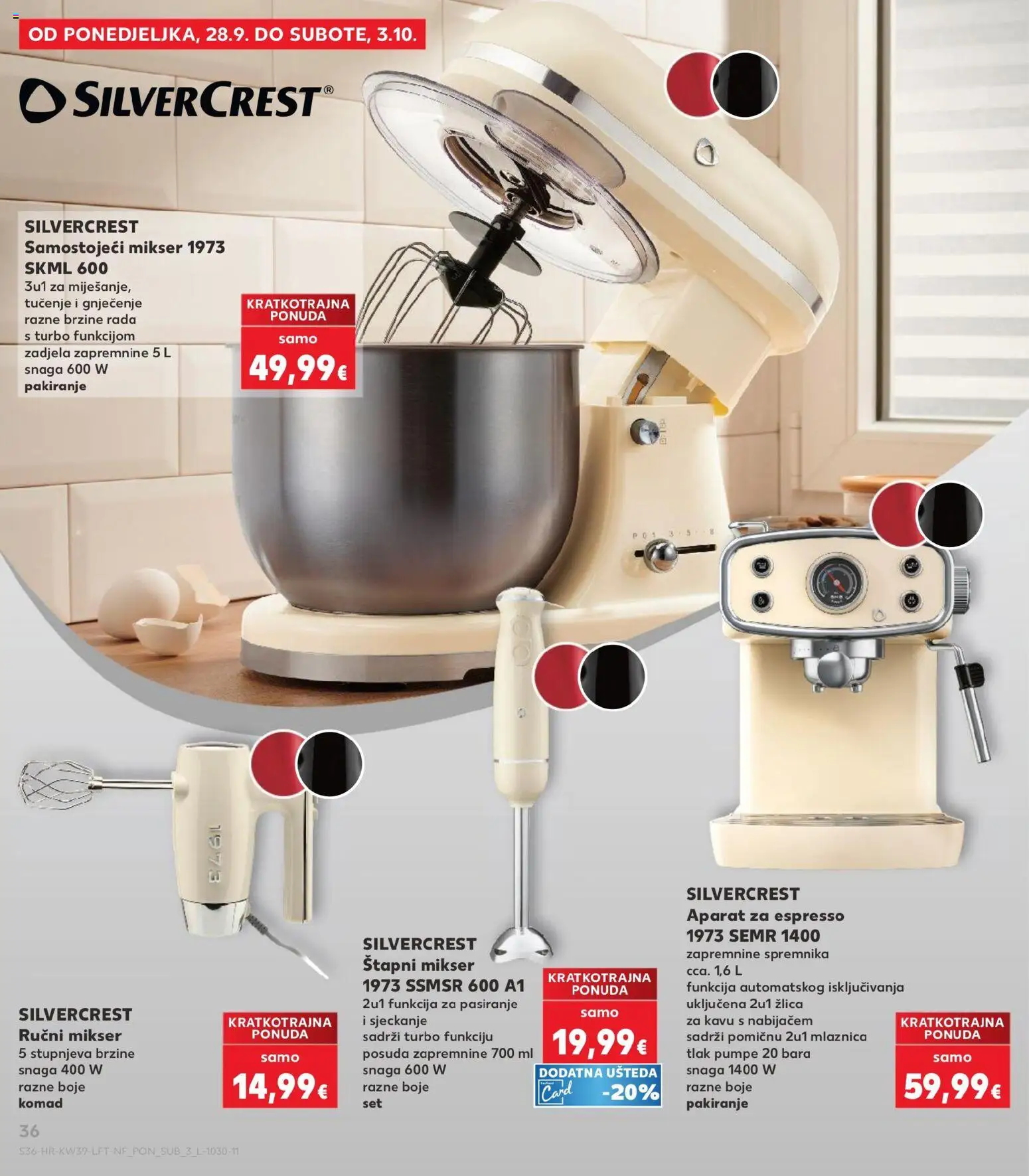 Kaufland katalog | vrijedi od 23.09.2026 | Stranica: 36 | Proizvodi: Mikser, Štapni mikser, Espresso, Ručni mikser