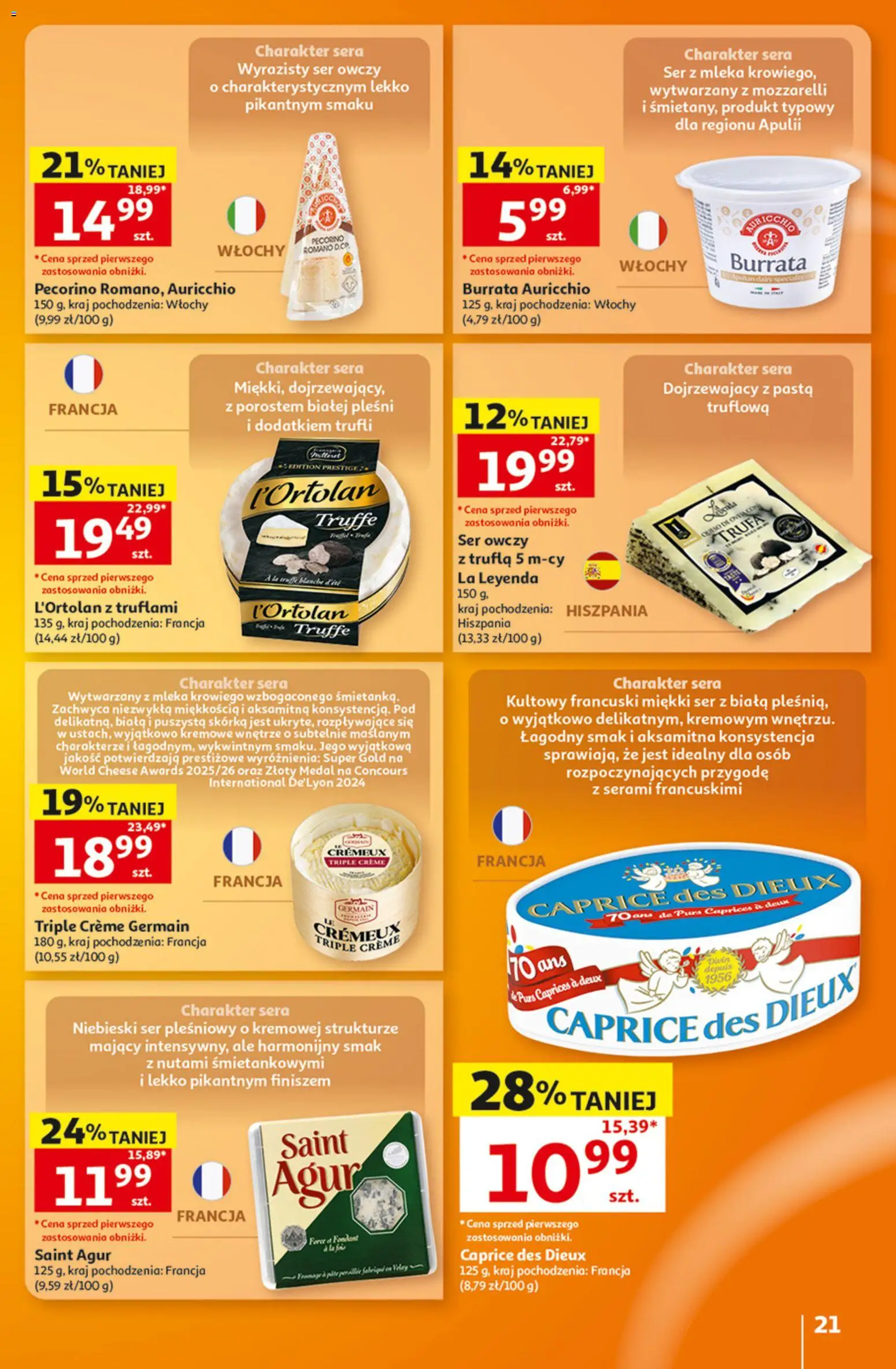 Auchan gazetka - Hipermarket od 08.10.2026 | Strona: 21 | Produkty: Ser pleśniowy, Ser owczy, Burrata, Mleka