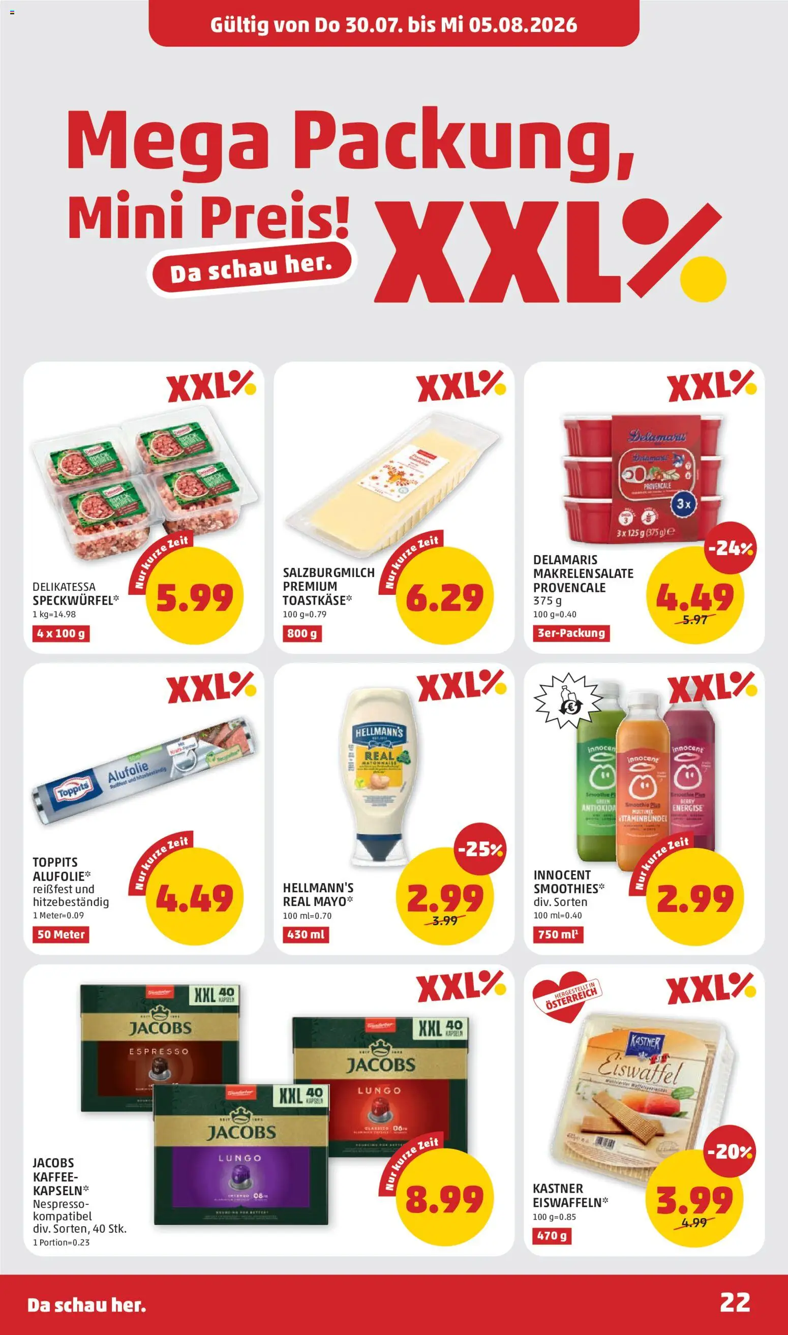 Penny Markt Flugblatt gültig ab 30.07.2026 | Seite: 22 | Produkte: Mayonnaise, Speck, Kaffee