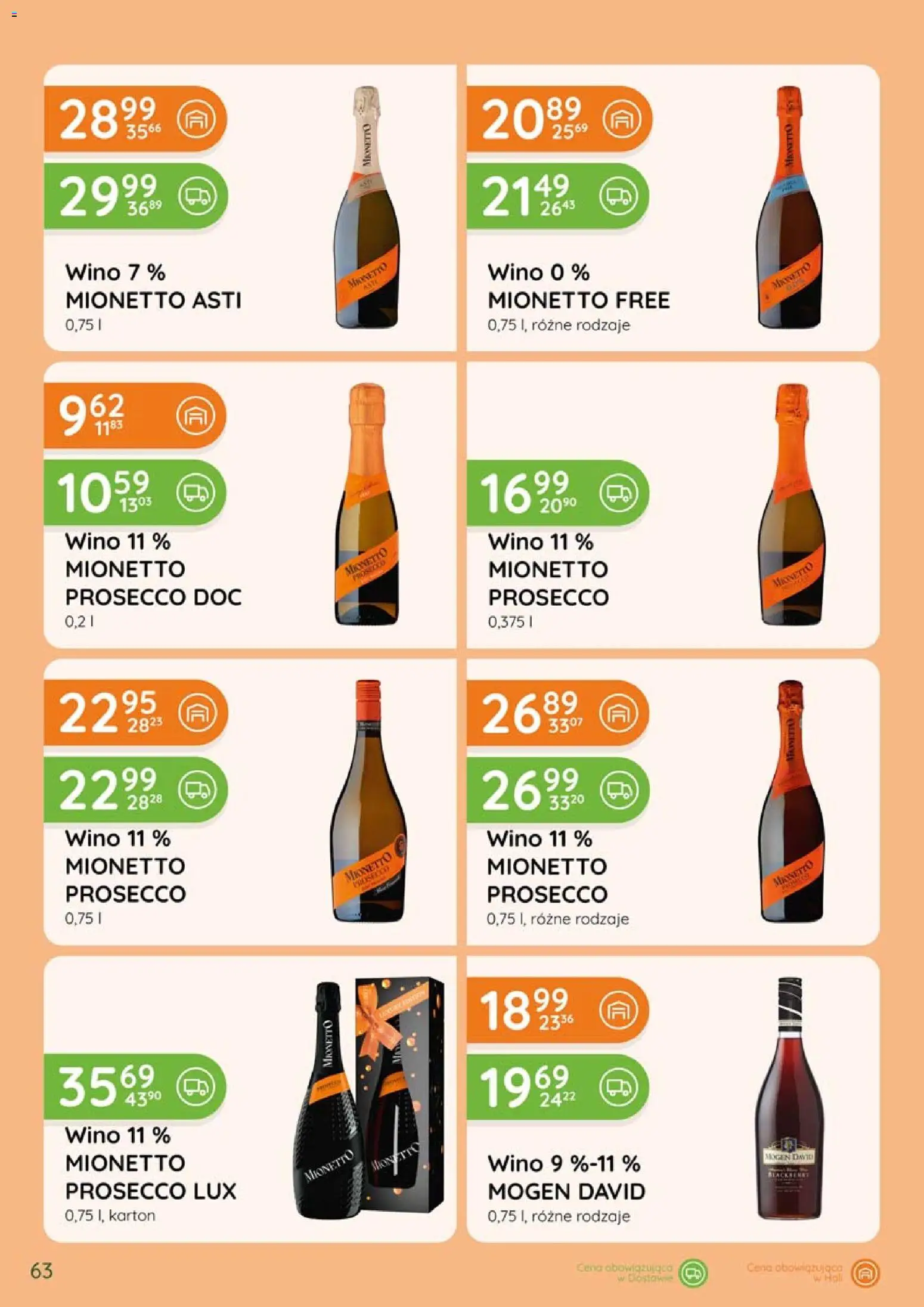 Eurocash gazetka - Katalog Alkoholowy od 01.09.2026 | Strona: 63 | Produkty: Mionetto prosecco, Wino, Prosecco