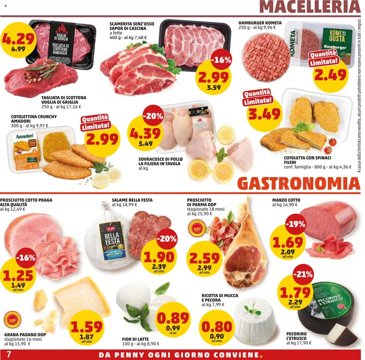 Volantino PENNY del 02/07/2026 | Pagina: 7 | Prodotti: Prosciutto di Parma, Manzo, Grana Padano, Hamburger