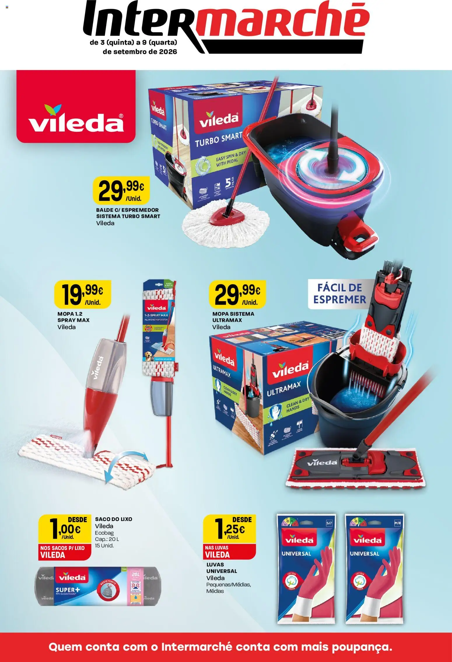 Intermarché Monofolha Vileda │ válido de 03/09/2026 | Página: 1 | Produtos: Luvas, Balde, Espremedor, Saco