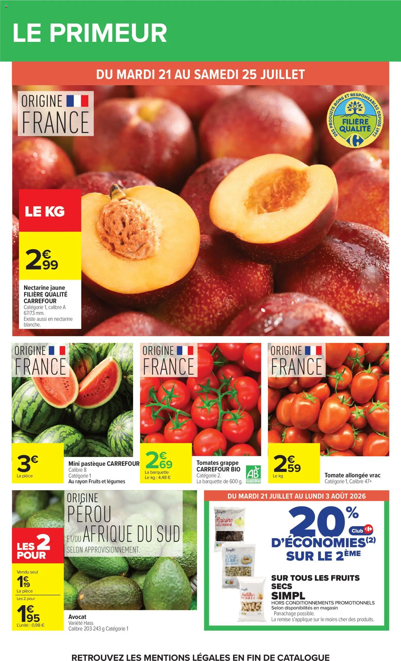 {H1} | Page: 27 | Produits: Avocat, Nectarine, Tomates grappe, Fruits secs