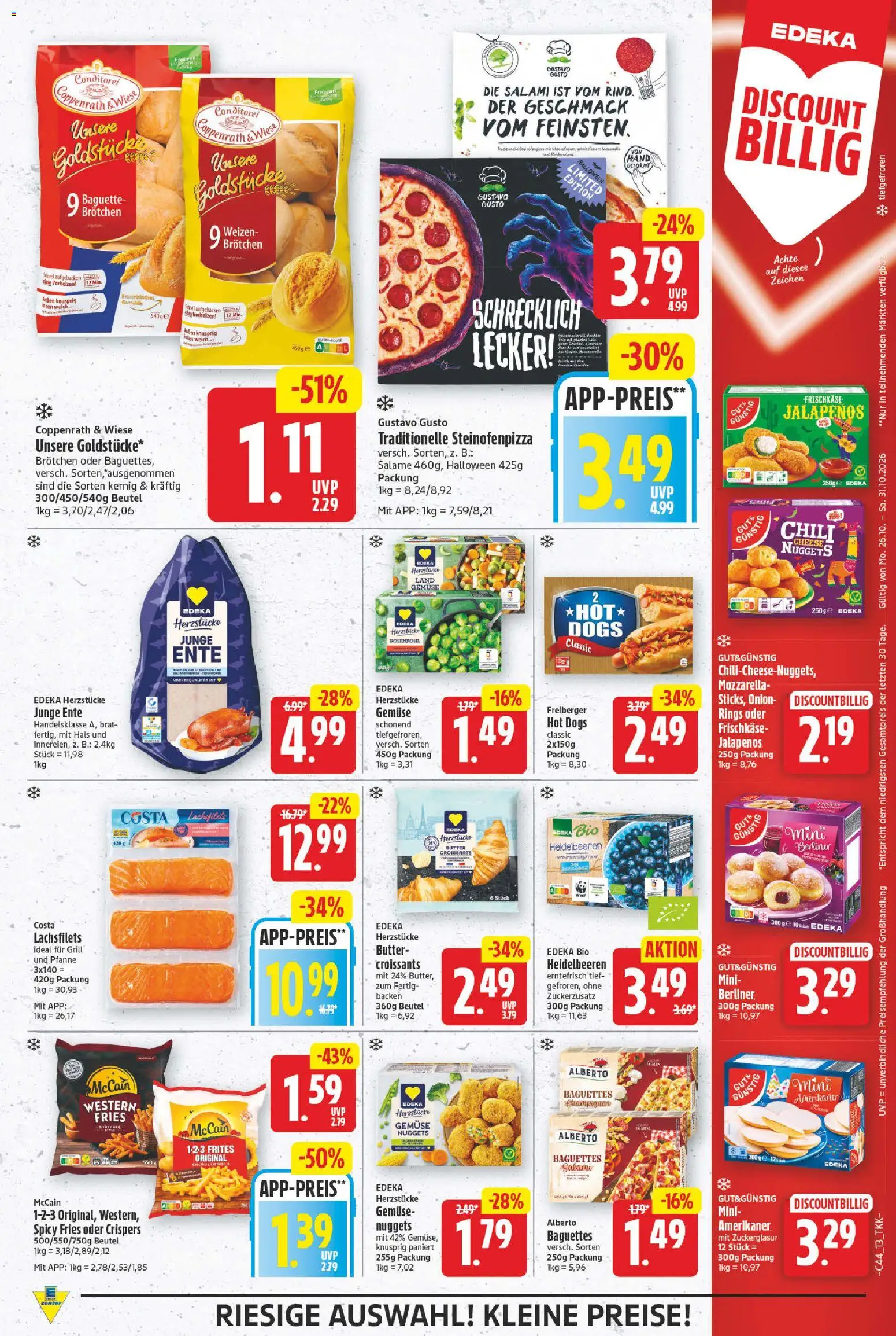 E center Prospekt – gültig ab 26.10.2026 | Seite: 13 | Produkte: Berliner, Mozzarella, Baguette, Heidelbeeren