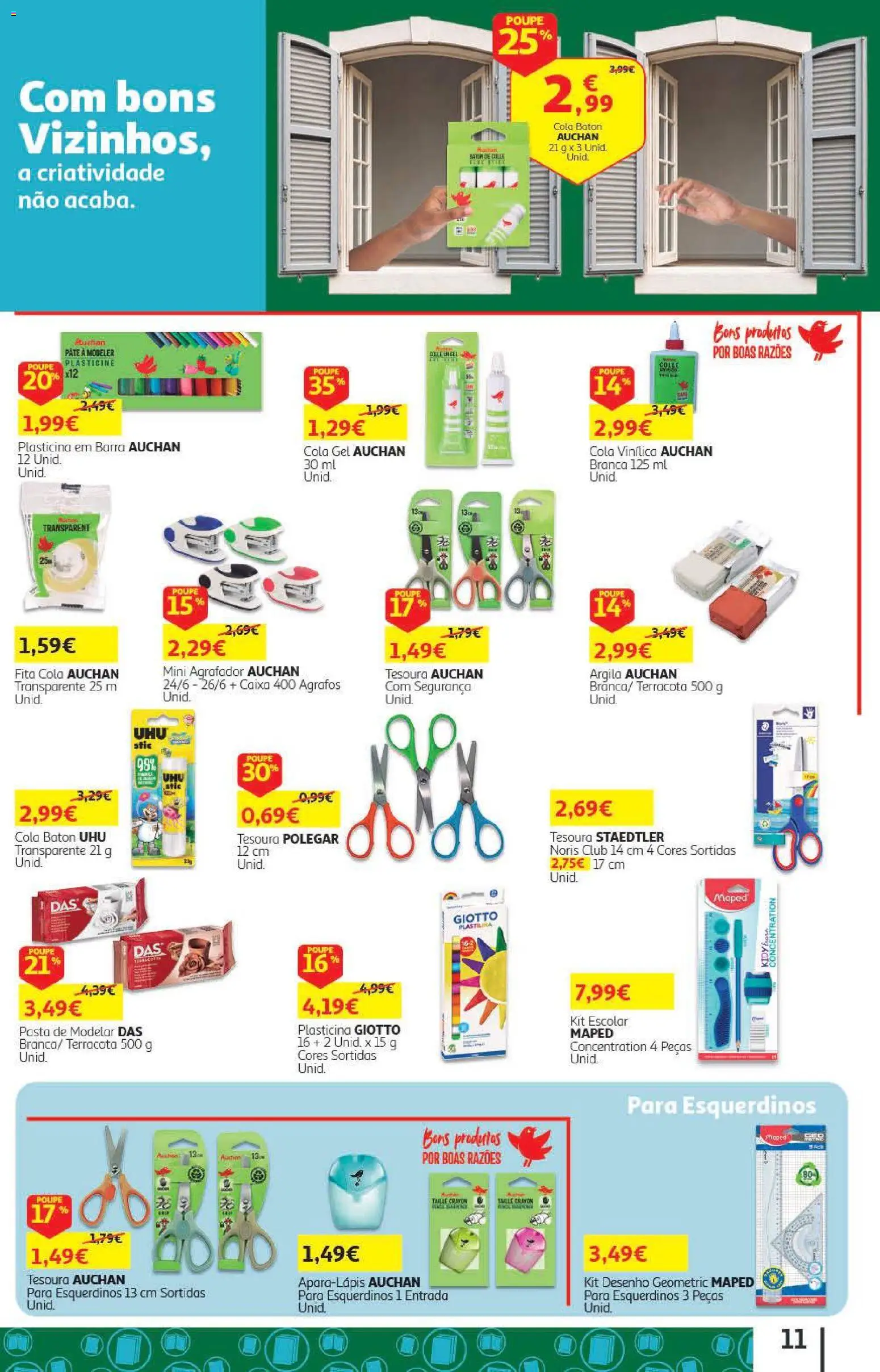 Auchan - Folheto Escolar  Têxtil Criança │ válido de 04/09/2026 | Página: 11 | Produtos: Agrafador, Argila, Caixa, Patê